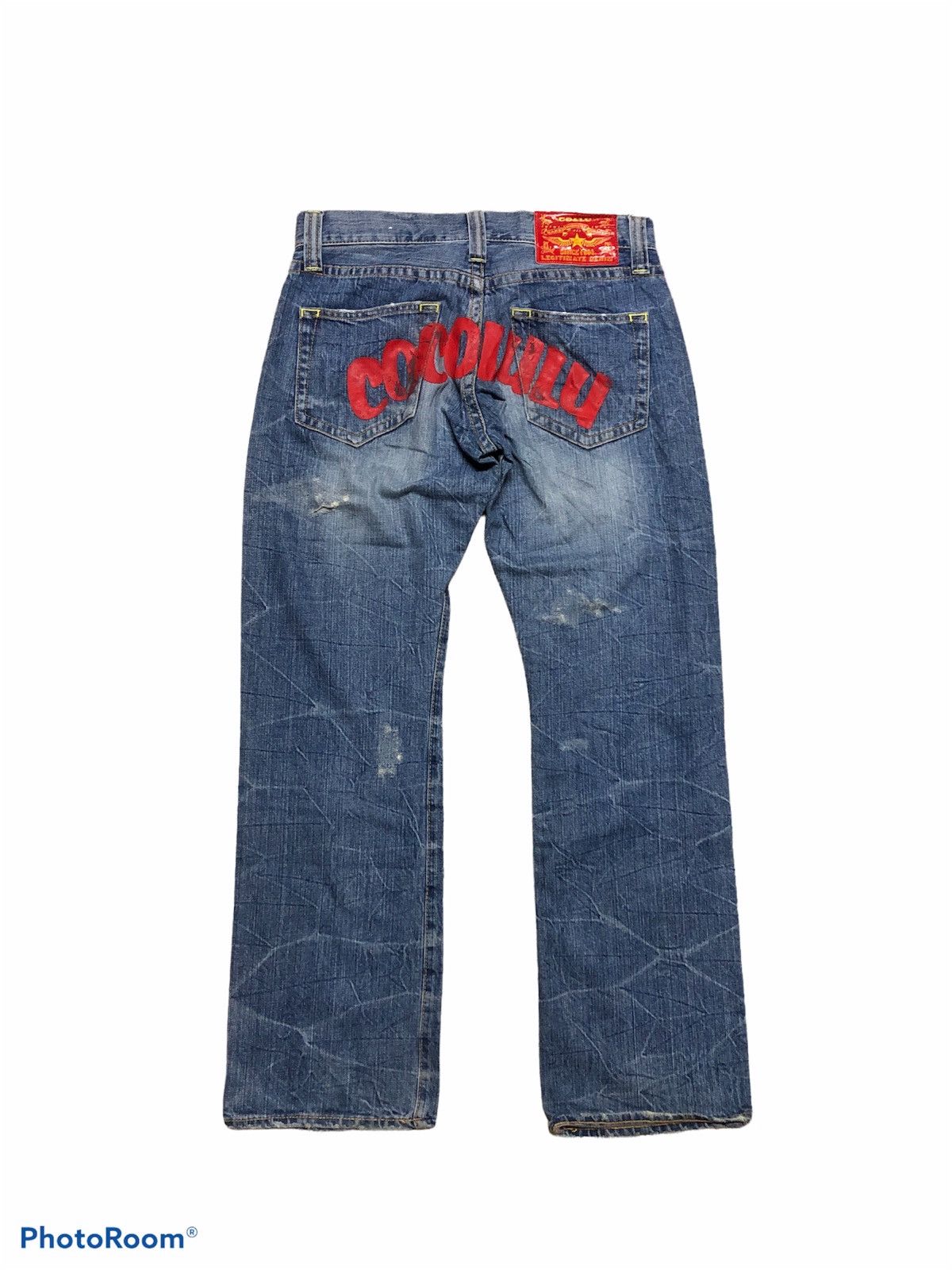 Japanese Brand CO&LU DISTRESSED SPELL OUT DENIM Size US 32 / EU 48 - 1 Thumbnail