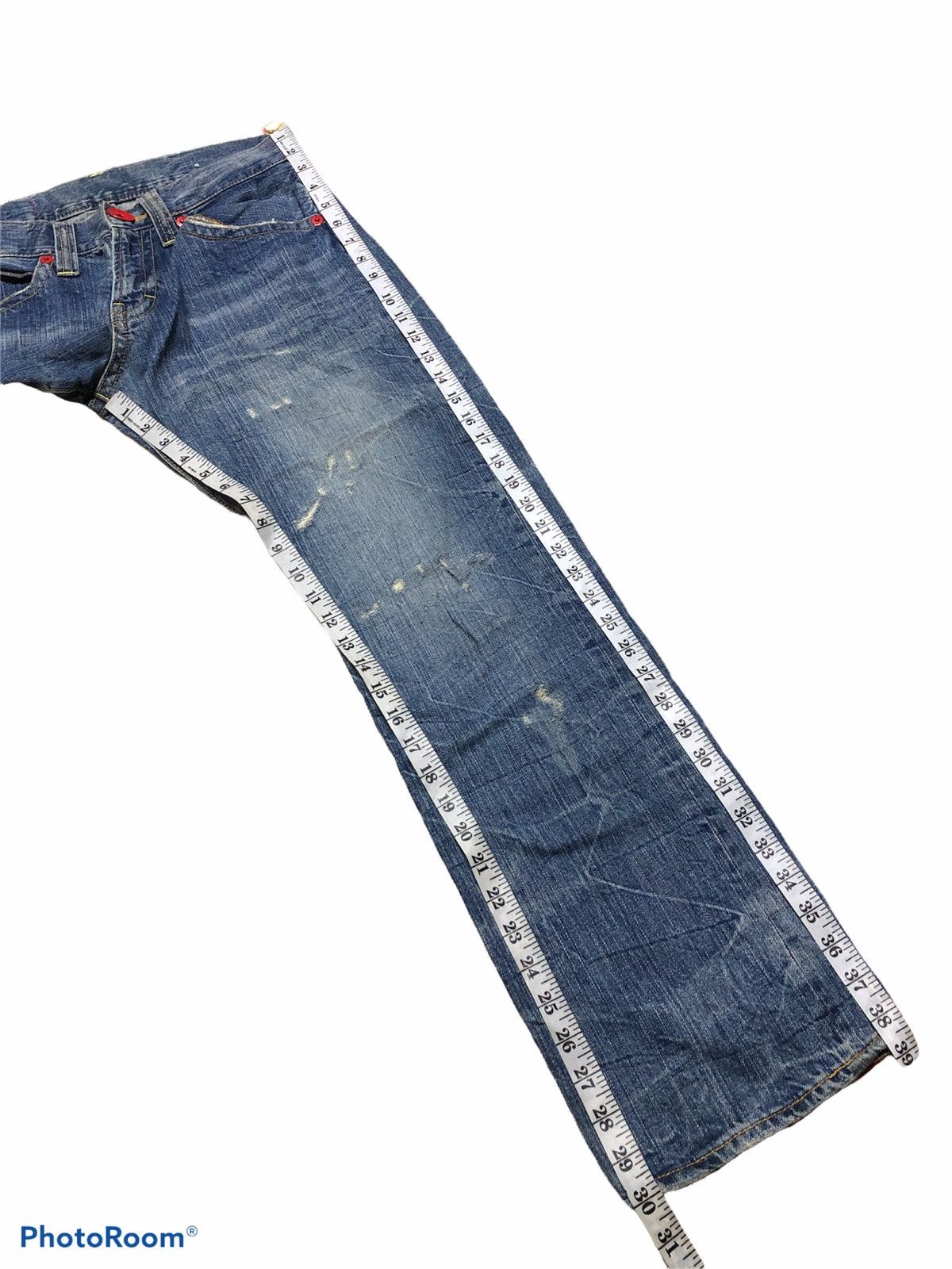 Japanese Brand CO&LU DISTRESSED SPELL OUT DENIM Size US 32 / EU 48 - 8 Thumbnail
