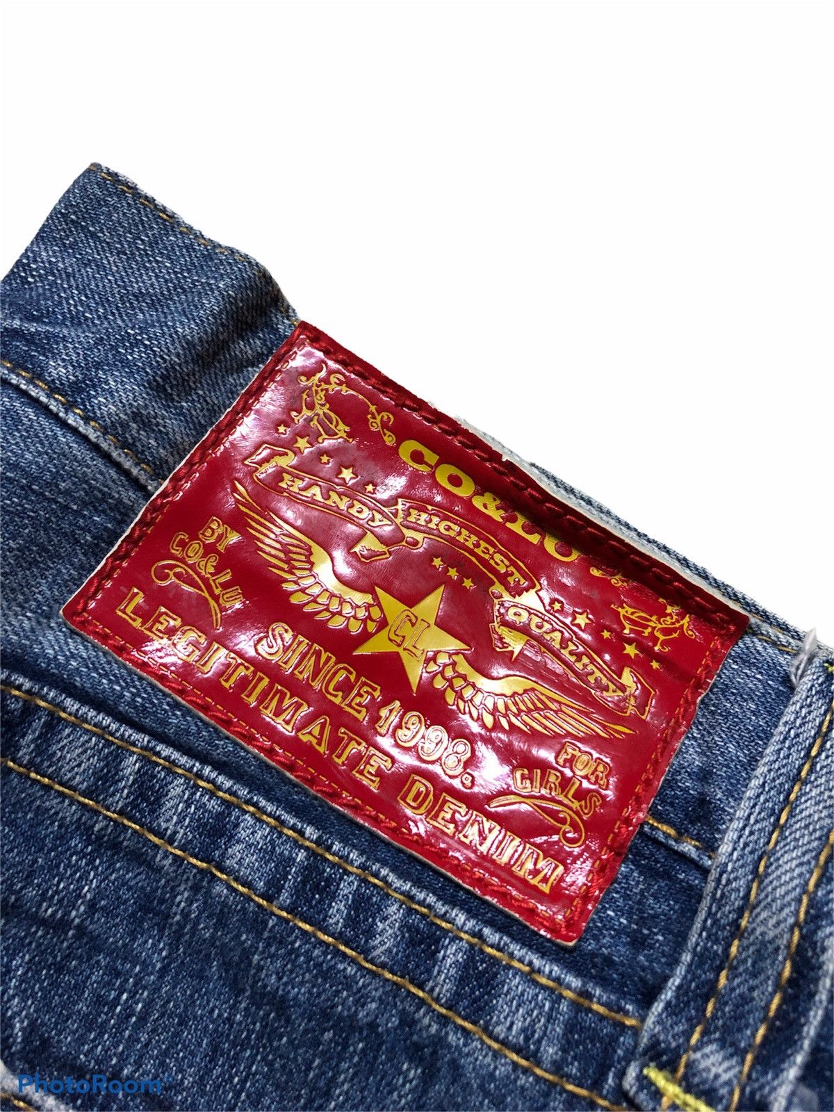 Japanese Brand CO&LU DISTRESSED SPELL OUT DENIM Size US 32 / EU 48 - 4 Thumbnail