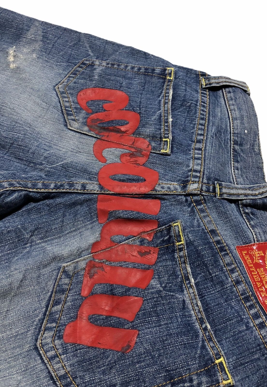 Japanese Brand CO&LU DISTRESSED SPELL OUT DENIM Size US 32 / EU 48 - 5 Thumbnail