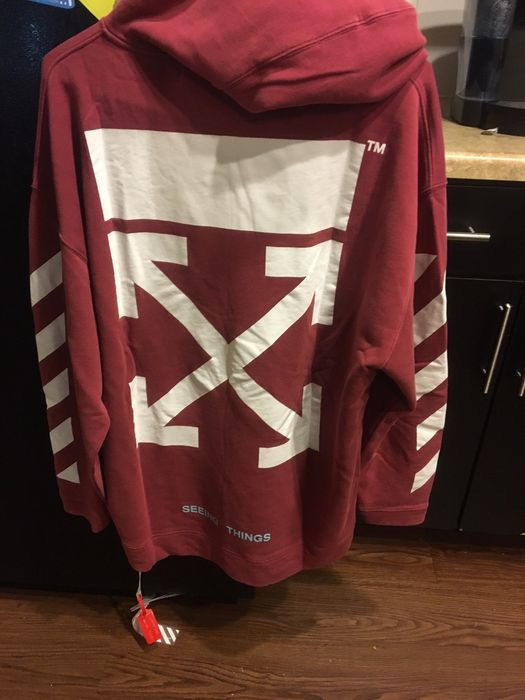 Maroon off white on sale hoodie