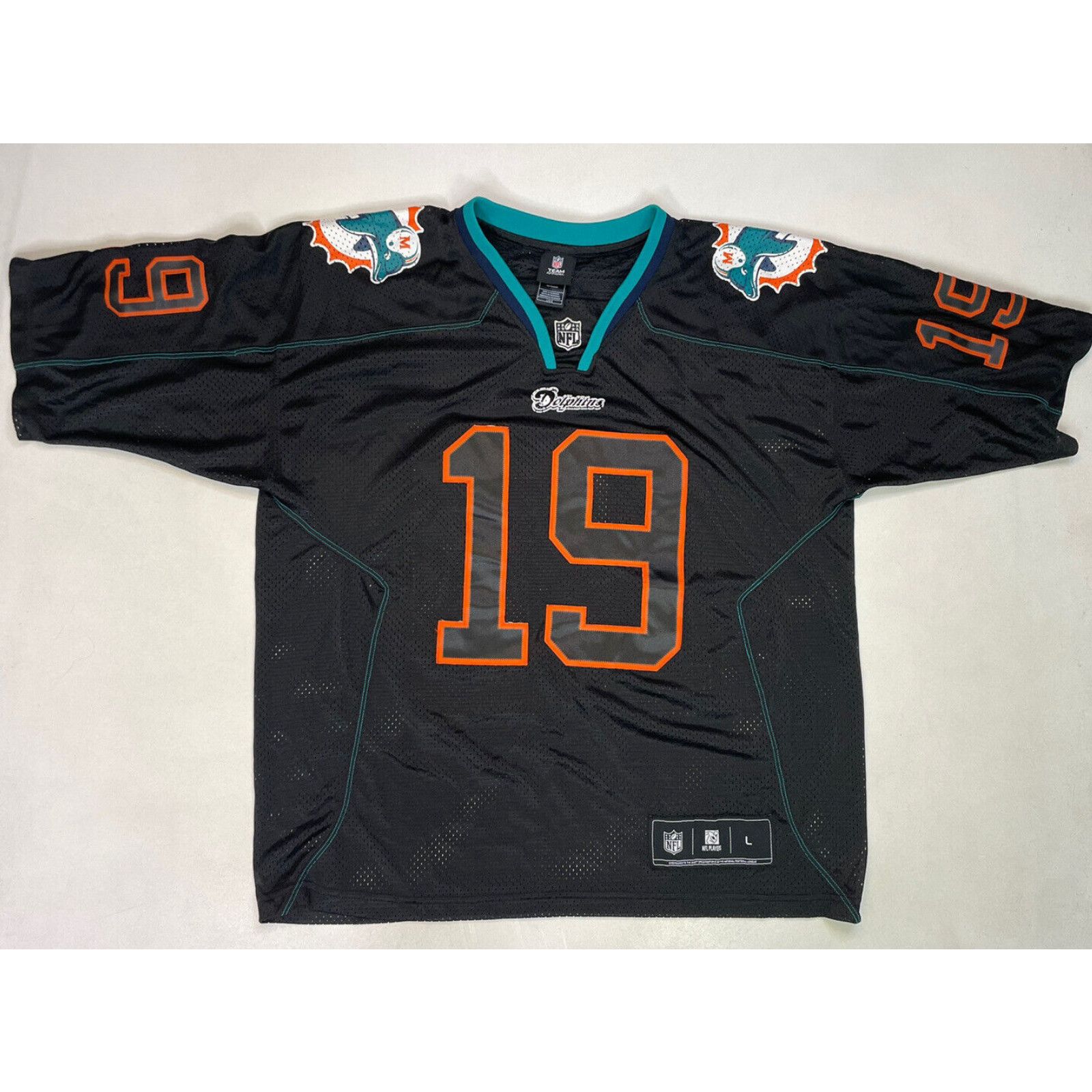 NFL Miami Dolphins #19 Brandon Marshall Black Sewn Jersey NFL Team Apparel  Sz L