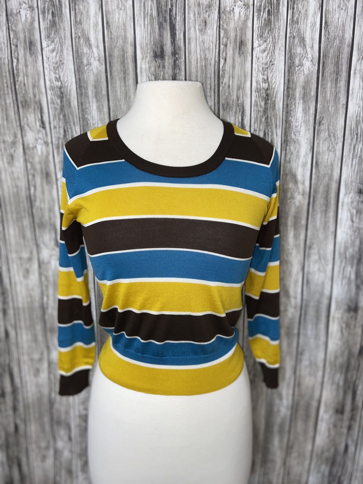 Dolce & Gabbana DOLCE & GABBANA 100% Silk Striped Sweater Size 40 (US S) Size US XXS / EU 40 - 5 Thumbnail