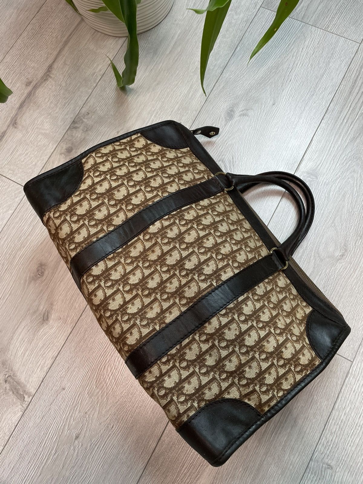 Dior × Vintage Christian Dior 90s Vintage Travel Hand Bag Oblique Monogram Size ONE SIZE - 11 Thumbnail