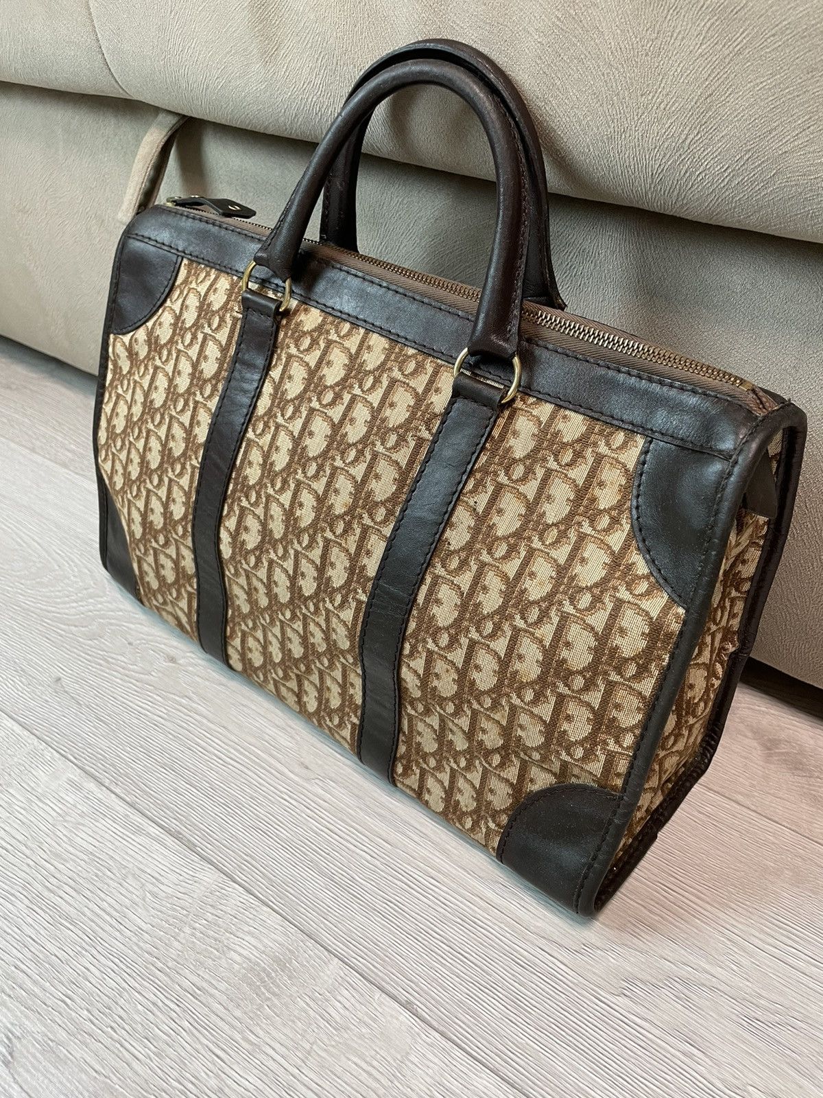 Dior × Vintage Christian Dior 90s Vintage Travel Hand Bag Oblique Monogram Size ONE SIZE - 2 Thumbnail