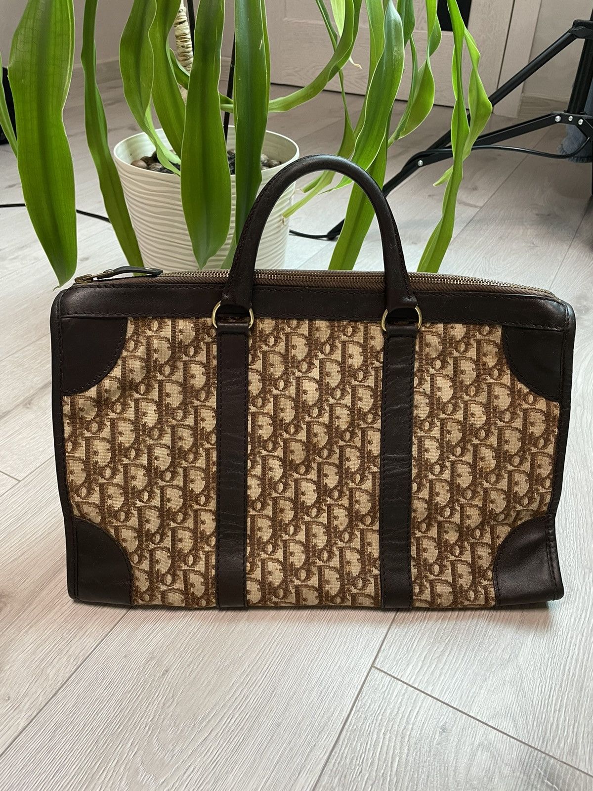 Dior × Vintage Christian Dior 90s Vintage Travel Hand Bag Oblique Monogram Size ONE SIZE - 1 Thumbnail