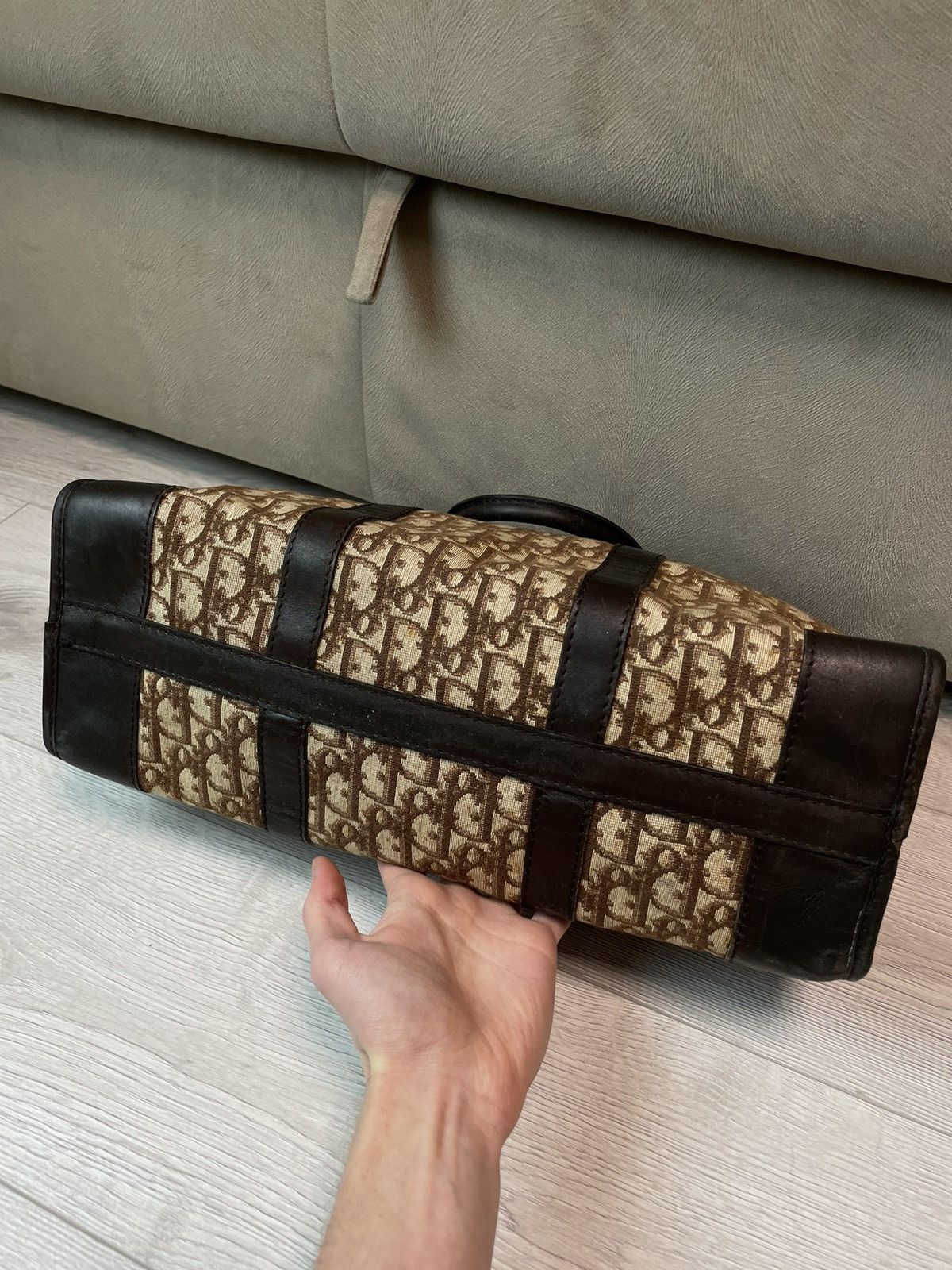 Dior × Vintage Christian Dior 90s Vintage Travel Hand Bag Oblique Monogram Size ONE SIZE - 7 Thumbnail