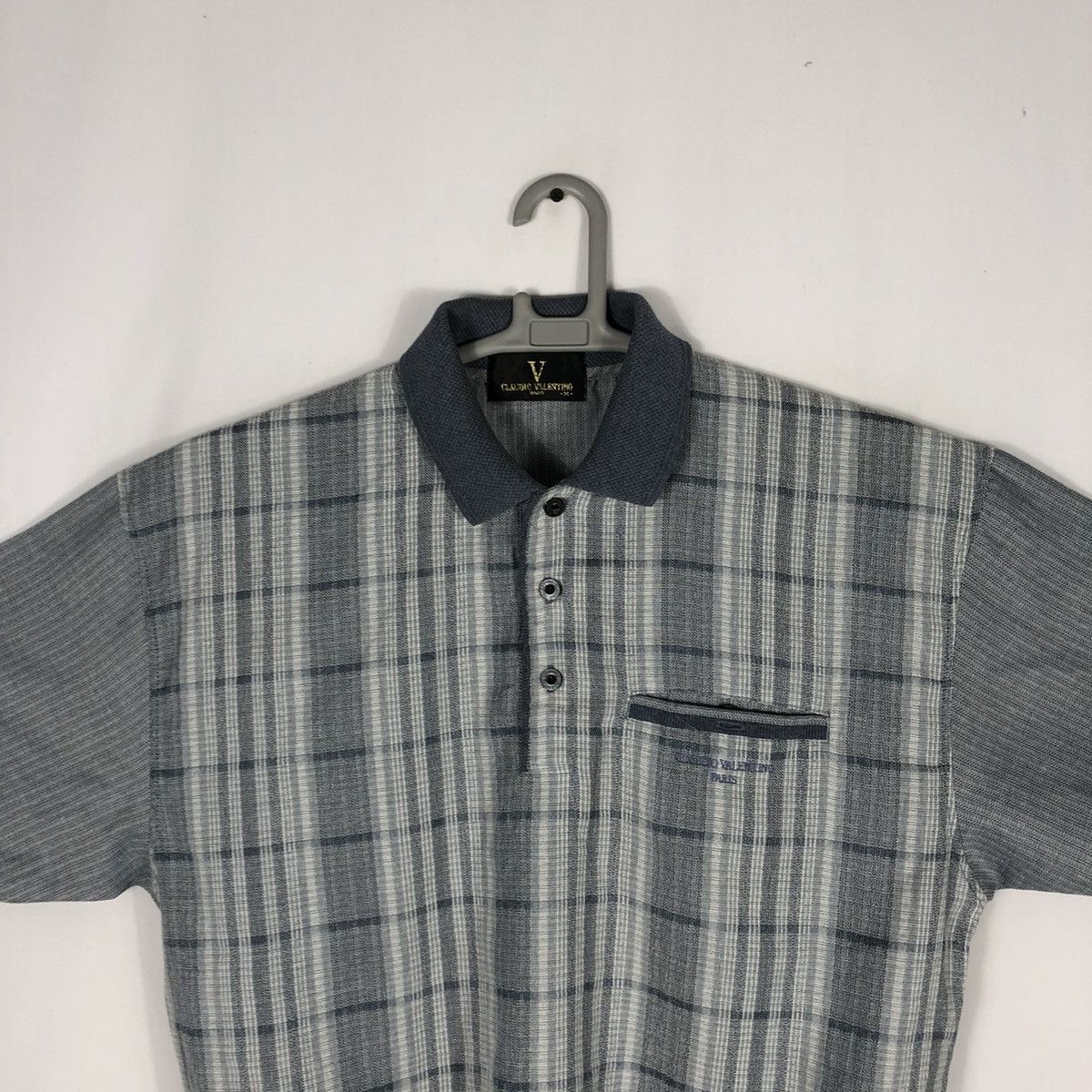 Designer × Other × Vintage Claudio Valentino Checkerd Buttons Polos Shirts Size US M / EU 48-50 / 2 - 2 Thumbnail