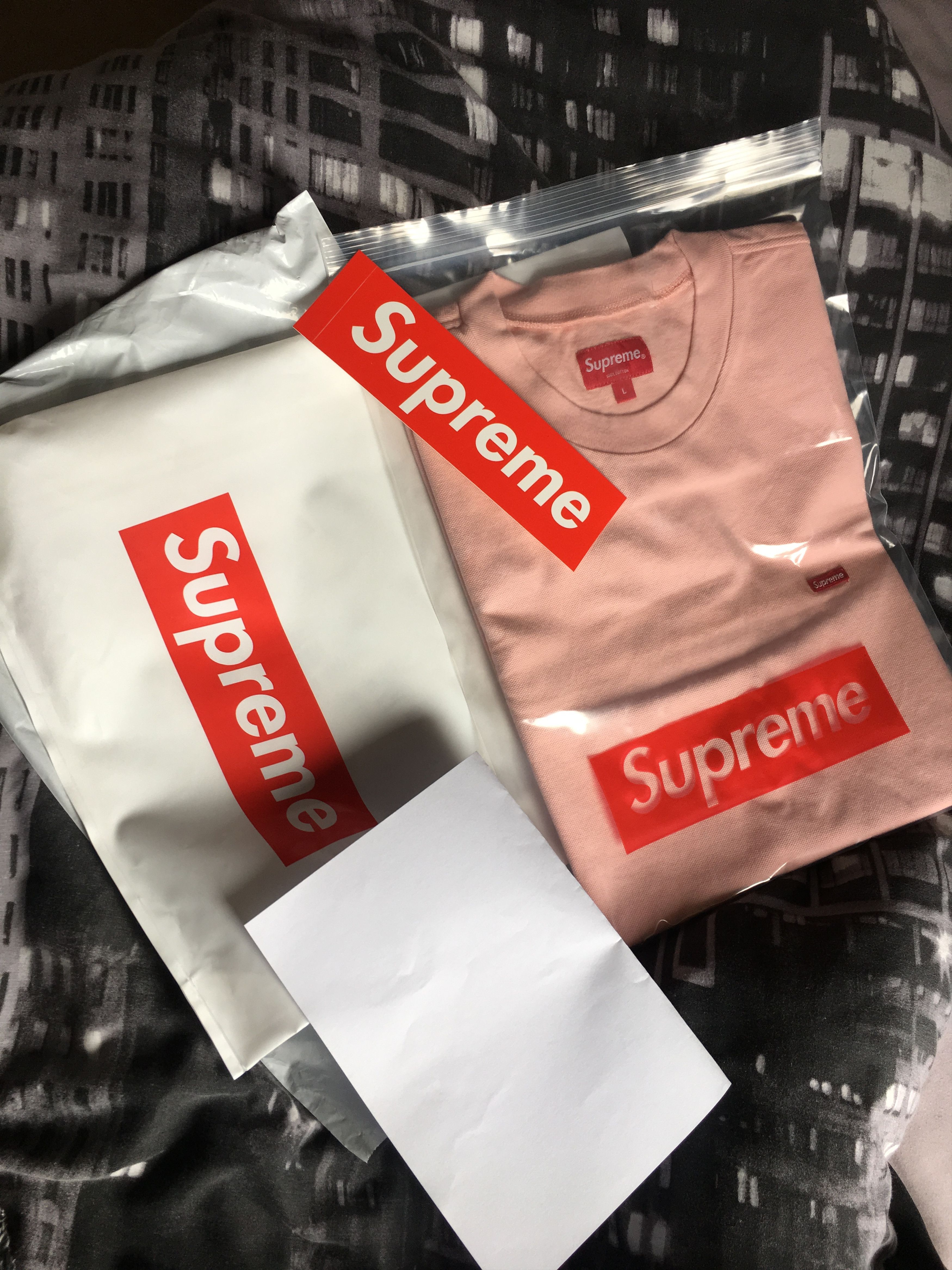 Supreme Small Pique Logo Tee Peach Large