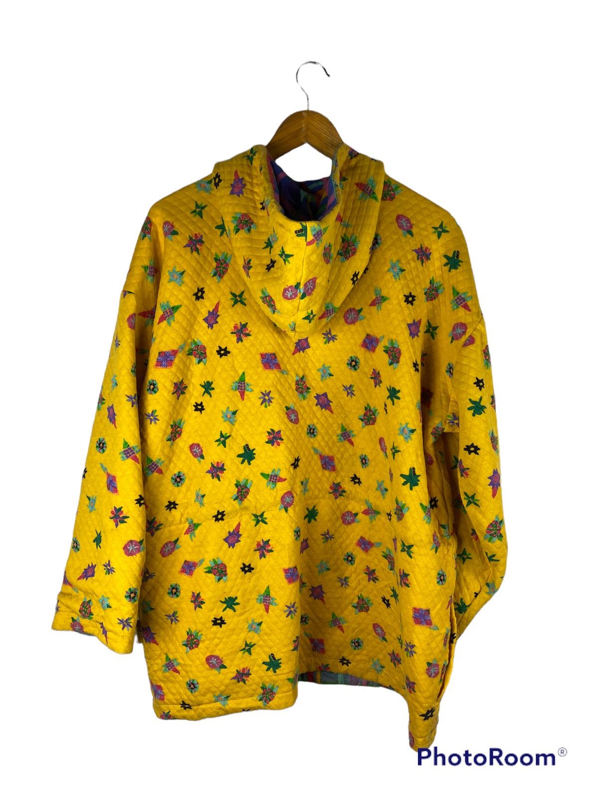Vintage Ken Done Yellow Quilted Hooded Jacket Retro Art Design Size US L / EU 52-54 / 3 - 3 Thumbnail