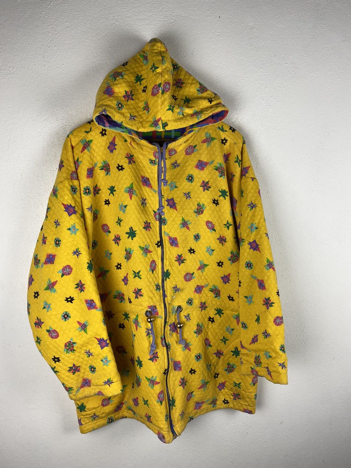 Vintage Ken Done Yellow Quilted Hooded Jacket Retro Art Design Size US L / EU 52-54 / 3 - 4 Thumbnail