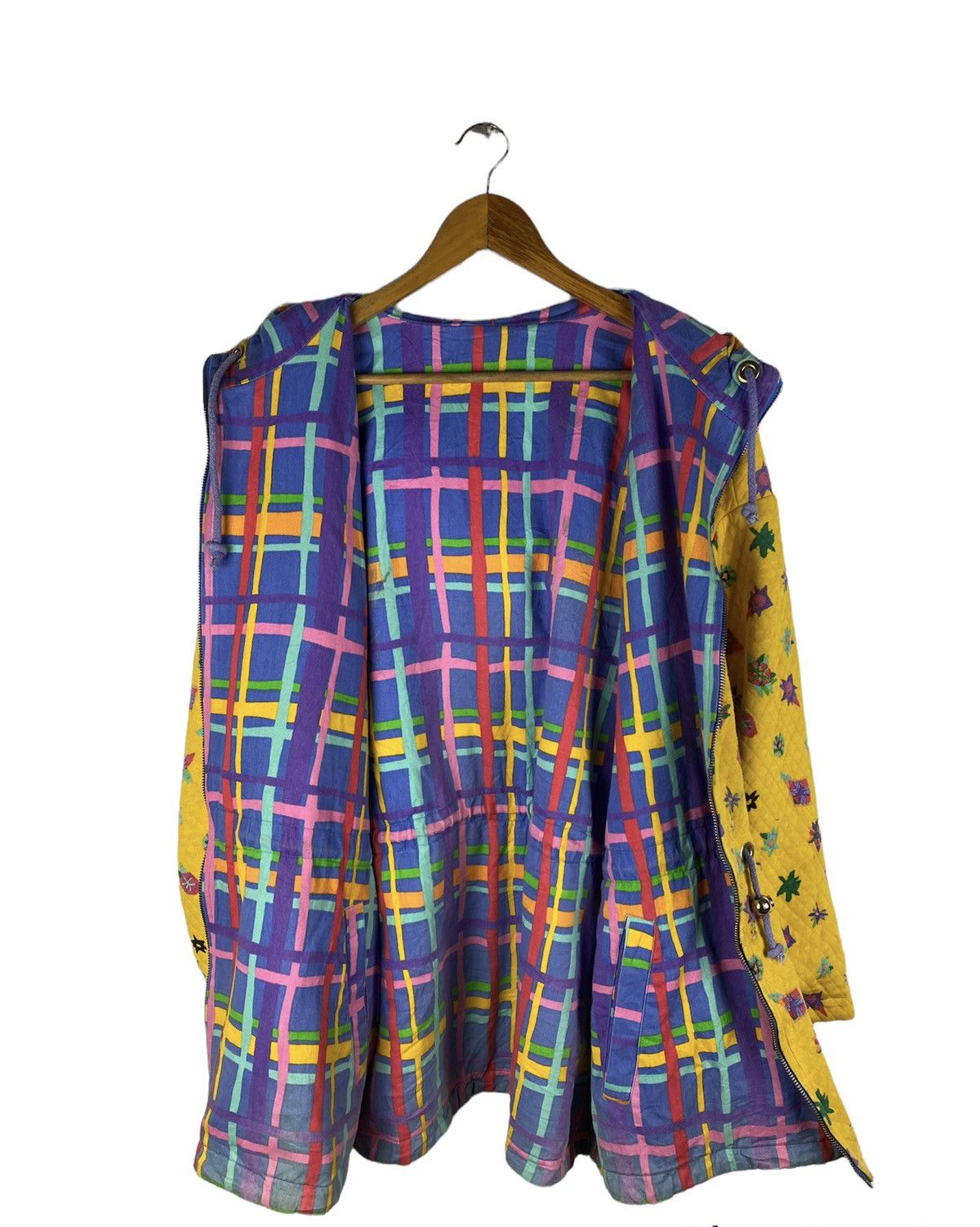 Vintage Ken Done Yellow Quilted Hooded Jacket Retro Art Design Size US L / EU 52-54 / 3 - 2 Thumbnail