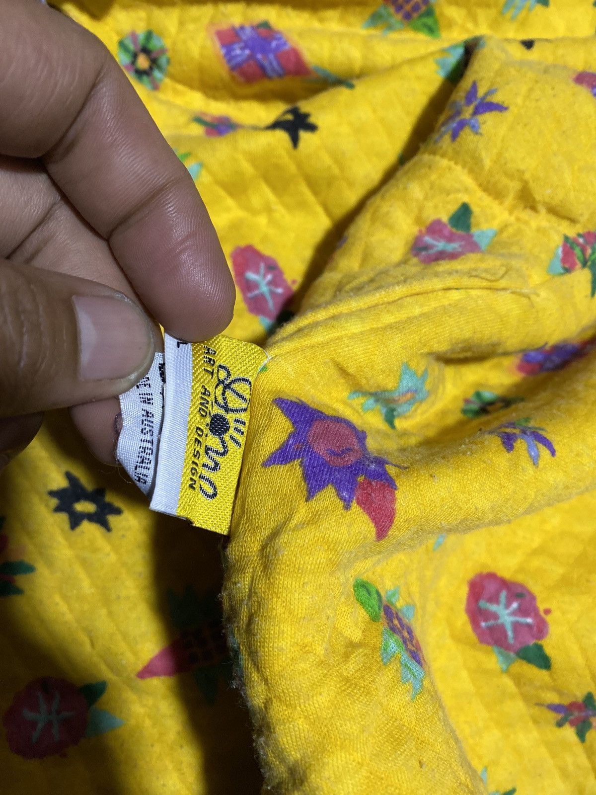 Vintage Ken Done Yellow Quilted Hooded Jacket Retro Art Design Size US L / EU 52-54 / 3 - 9 Thumbnail