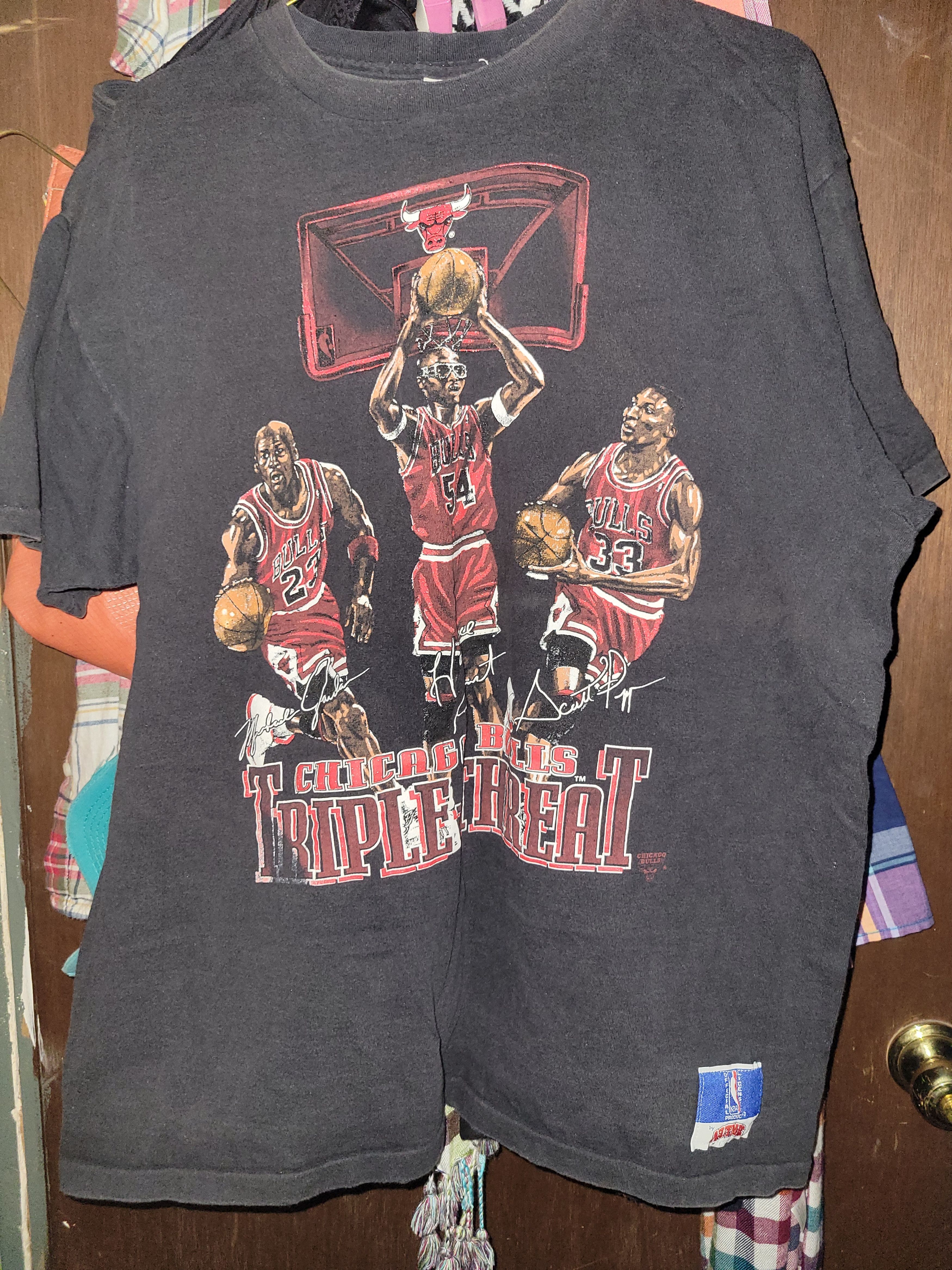 Nutmeg Mills Vintage Triple threat chicago bulls t shirt | Grailed