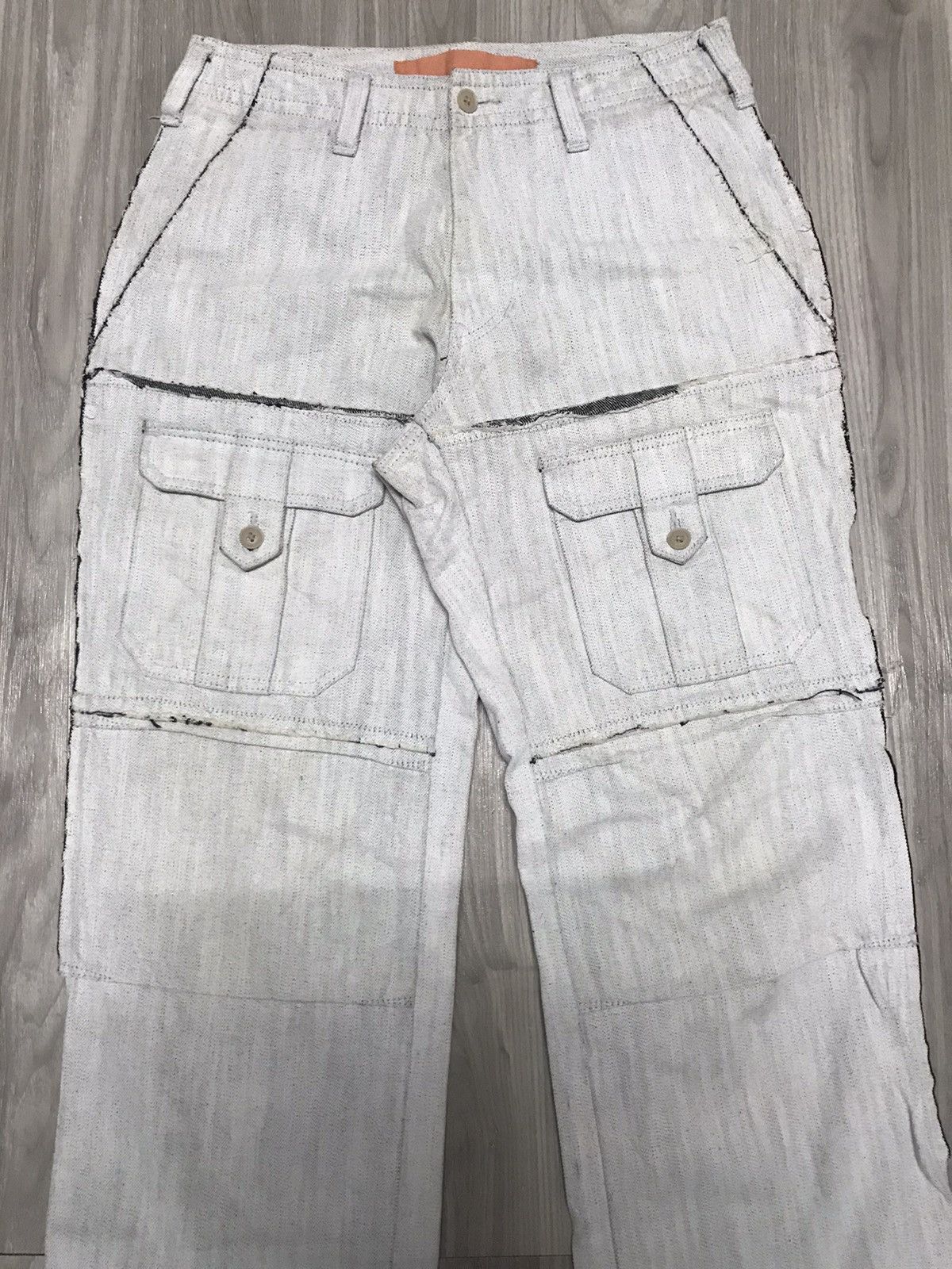 Japanese Brand AVV HOMME Wide Multi Pocket Reverse Stitched Jeans Size US 29 - 6 Thumbnail