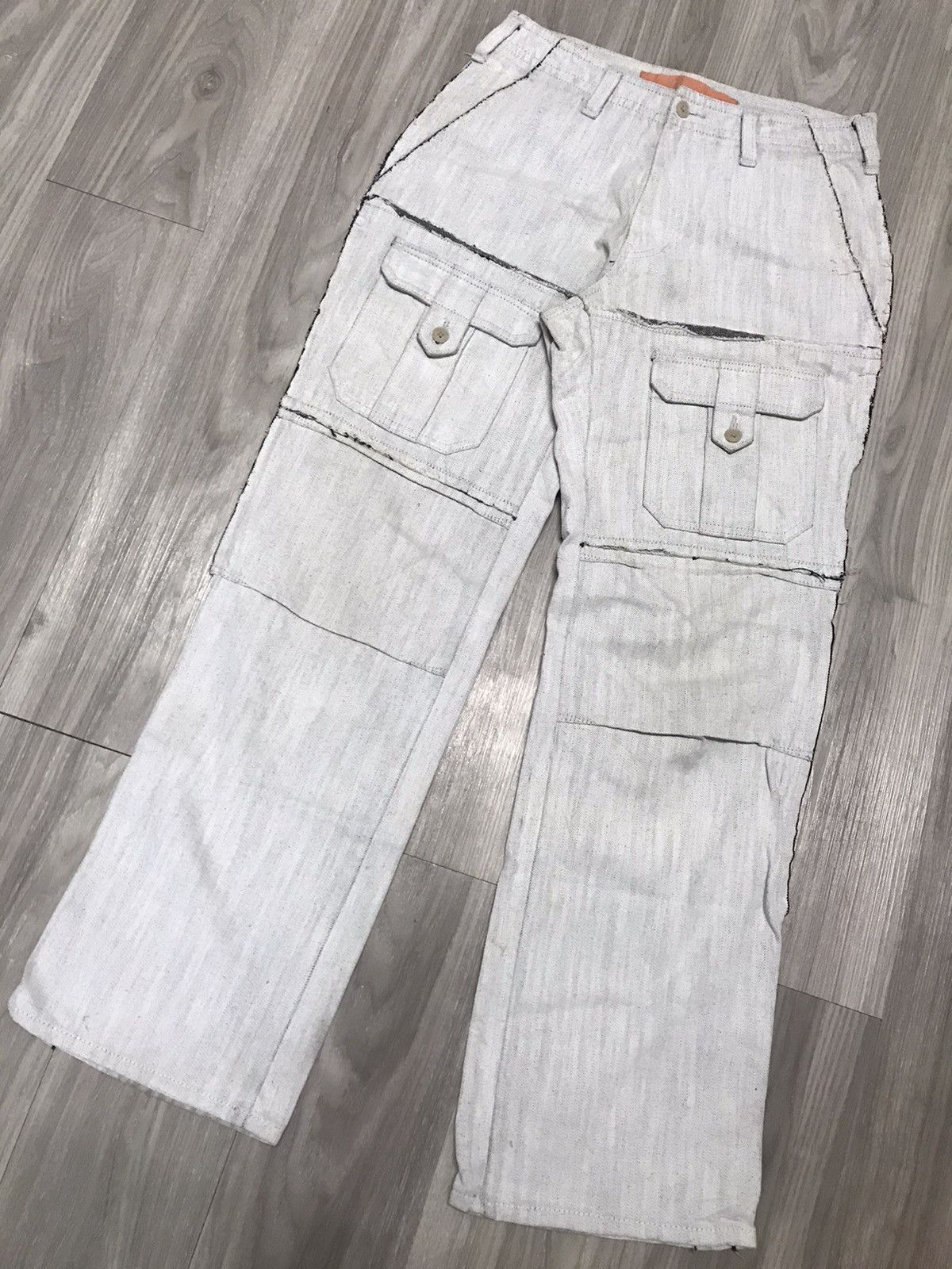 Japanese Brand AVV HOMME Wide Multi Pocket Reverse Stitched Jeans Size US 29 - 5 Thumbnail
