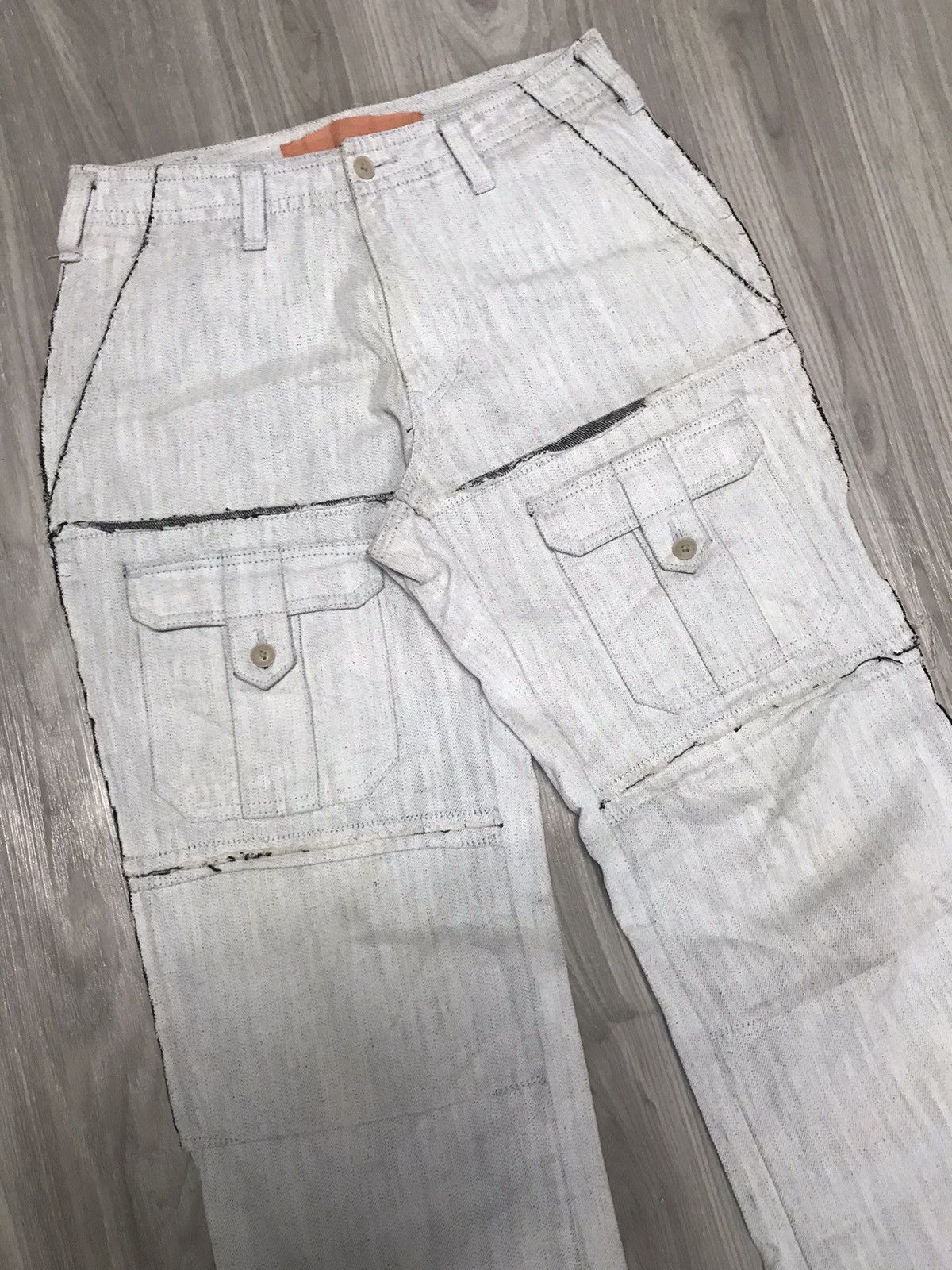 Japanese Brand AVV HOMME Wide Multi Pocket Reverse Stitched Jeans Size US 29 - 4 Thumbnail