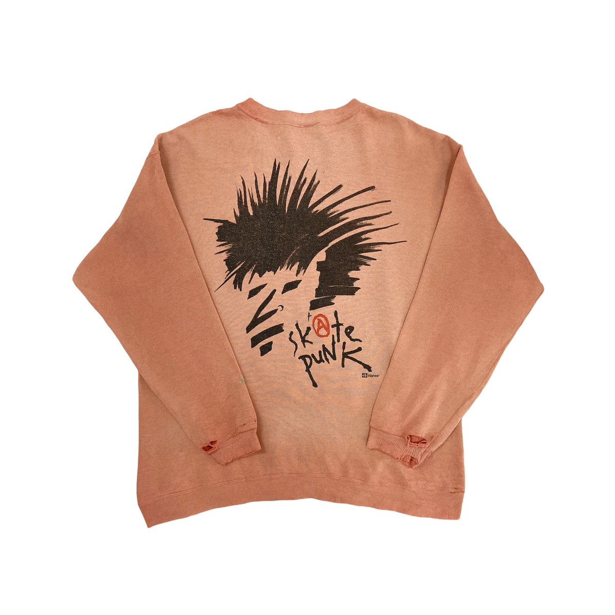Hanes × Vintage Vintage Thrashed Skate Punk Distressed Sweatshirt Size US L / EU 52-54 / 3 - 1 Thumbnail