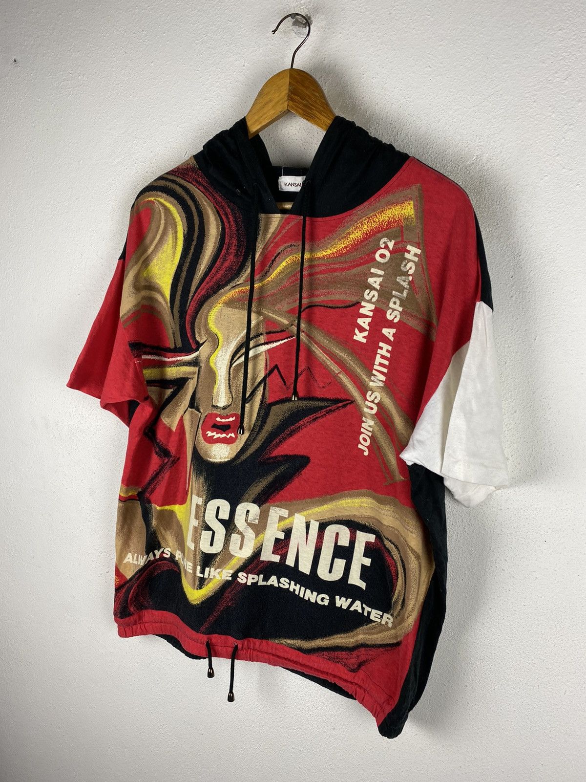 Kansai Yamamoto 🔥SALE🔥VINTAGE KANSAI YAMAMOTO HOODIE SHORT SLEEVE Size US L / EU 52-54 / 3 - 4 Thumbnail