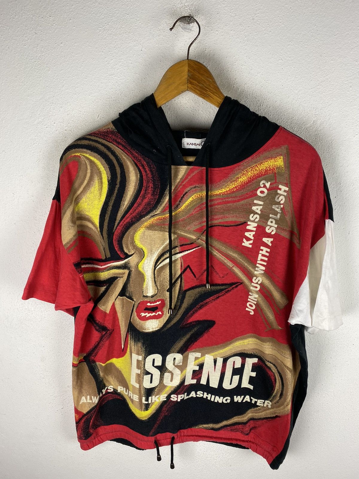 Kansai Yamamoto 🔥SALE🔥VINTAGE KANSAI YAMAMOTO HOODIE SHORT SLEEVE Size US L / EU 52-54 / 3 - 6 Thumbnail