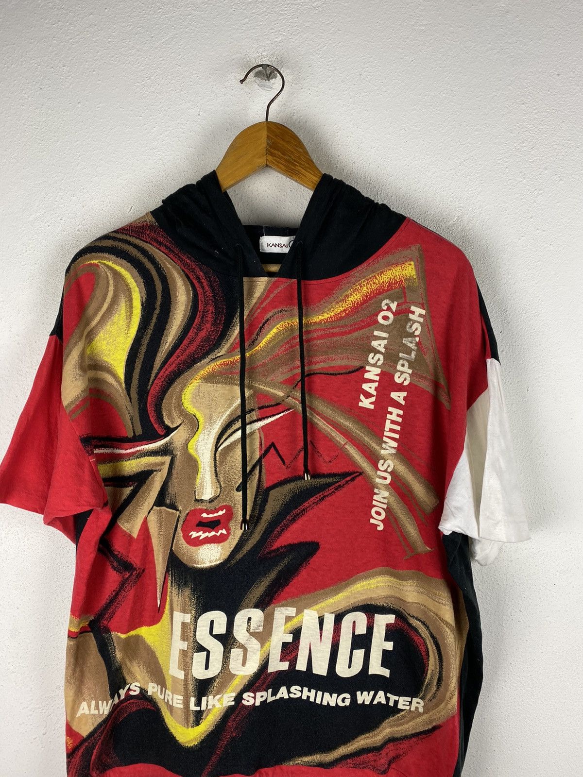 Kansai Yamamoto 🔥SALE🔥VINTAGE KANSAI YAMAMOTO HOODIE SHORT SLEEVE Size US L / EU 52-54 / 3 - 5 Thumbnail