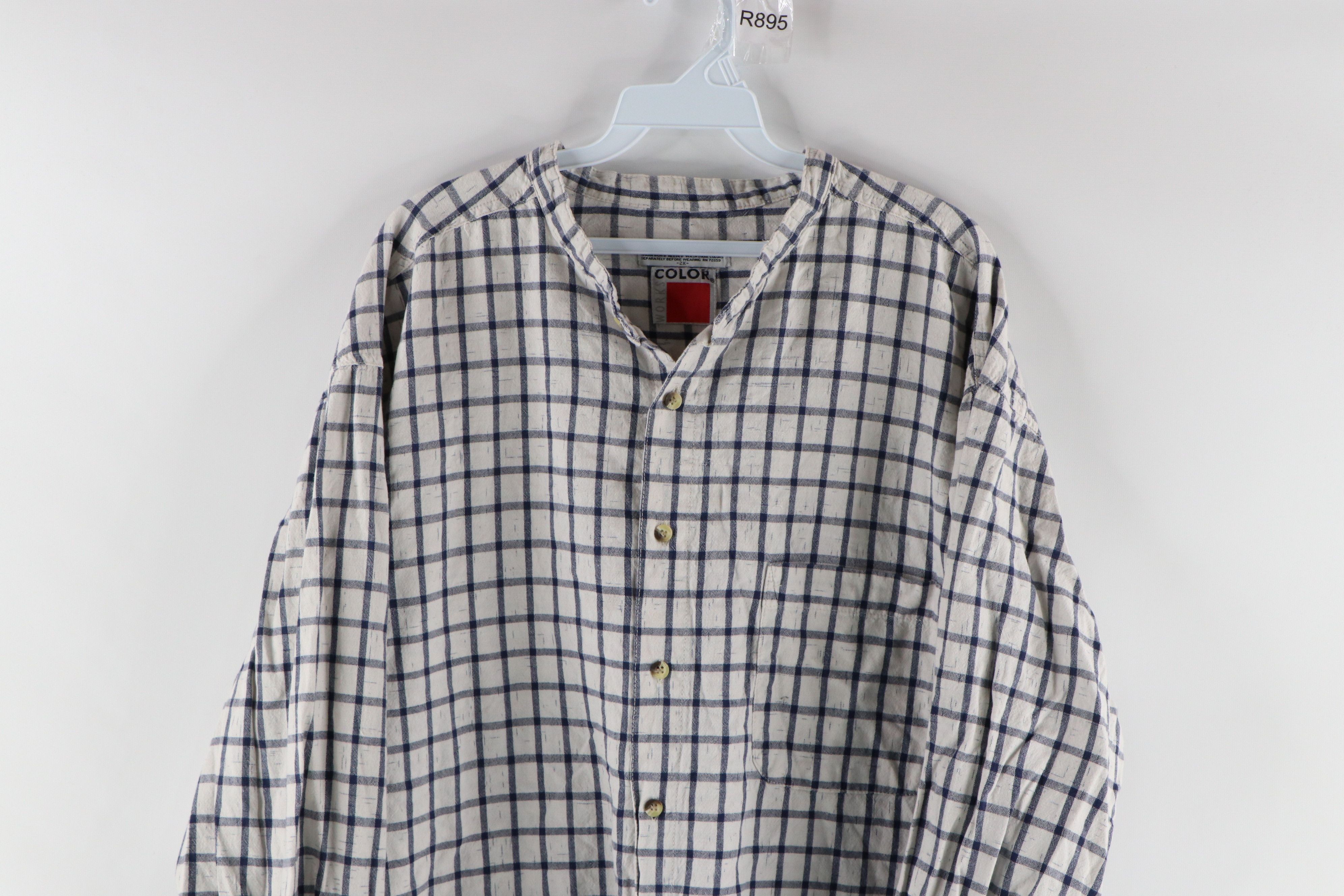Vintage Vintage 90s Streetwear Banded Collar Button Shirt Cotton Size US XXL / EU 58 / 5 - 2 Preview