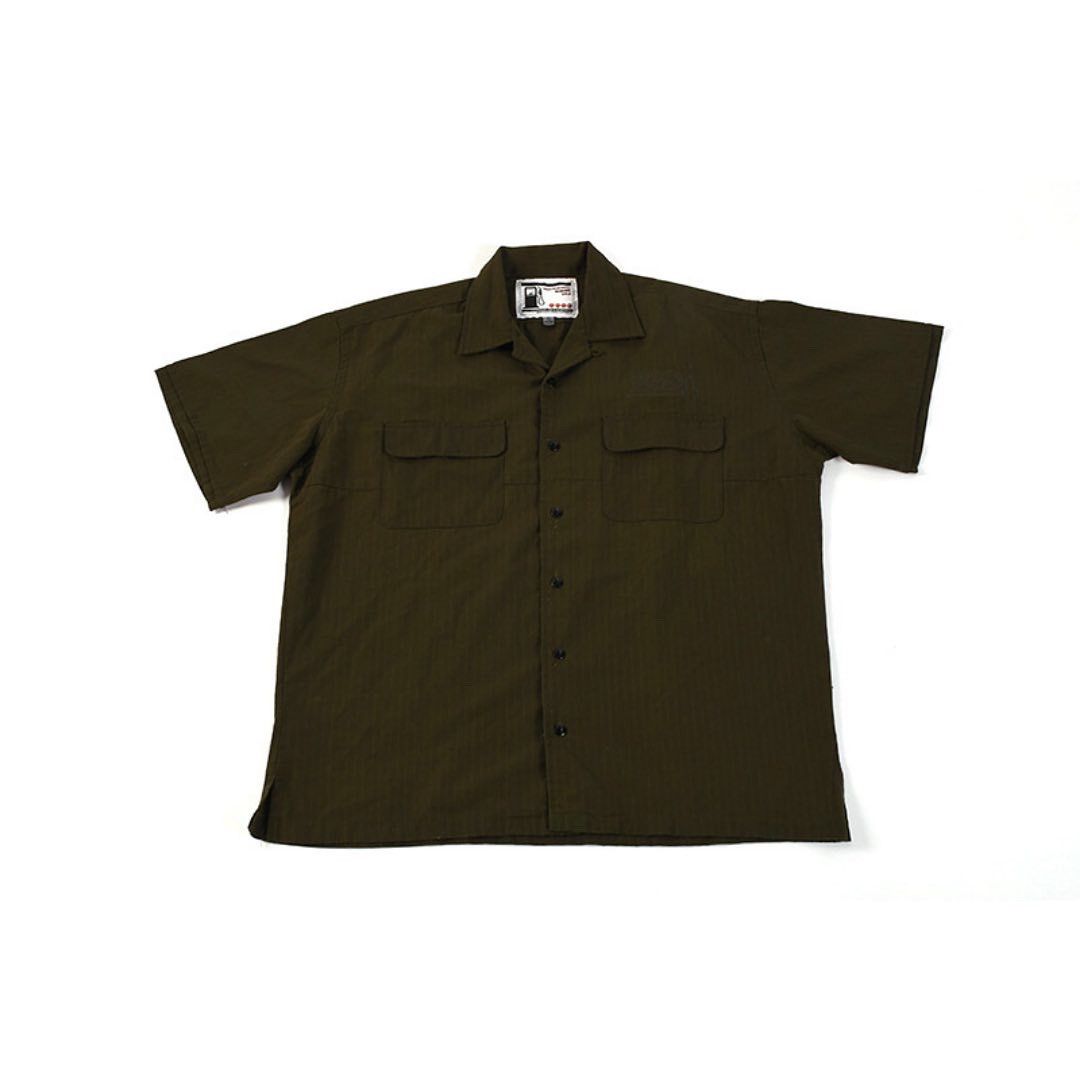 Neighborhood NBHD worker style olive rip-stop shirt