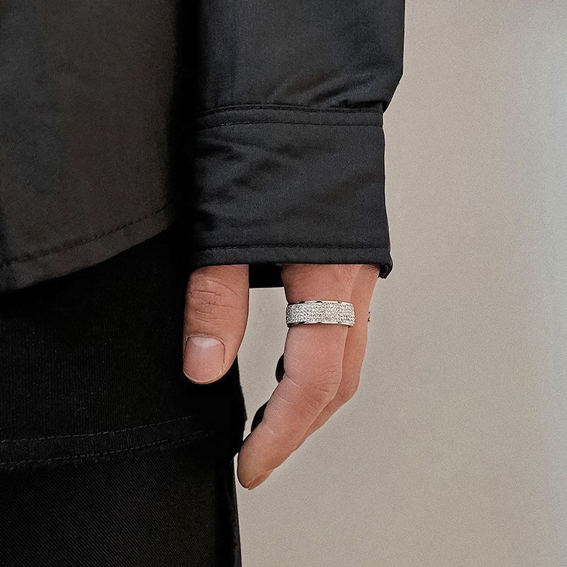 Jewelry × Vintage Hip Hop Sparkling Titanium Men's Ring Size ONE SIZE - 2 Thumbnail