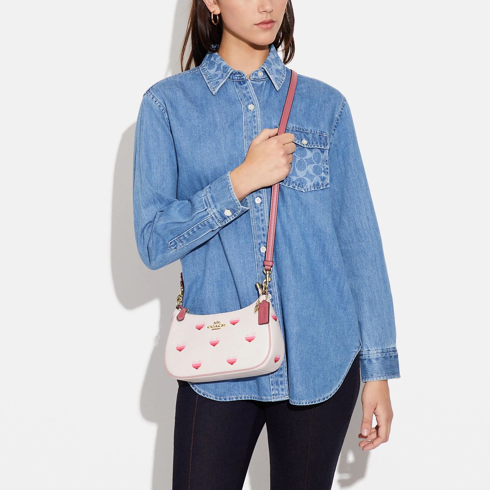 Coach Teri Shoulder Bag With Stripe Heart Print Size ONE SIZE - 11 Thumbnail