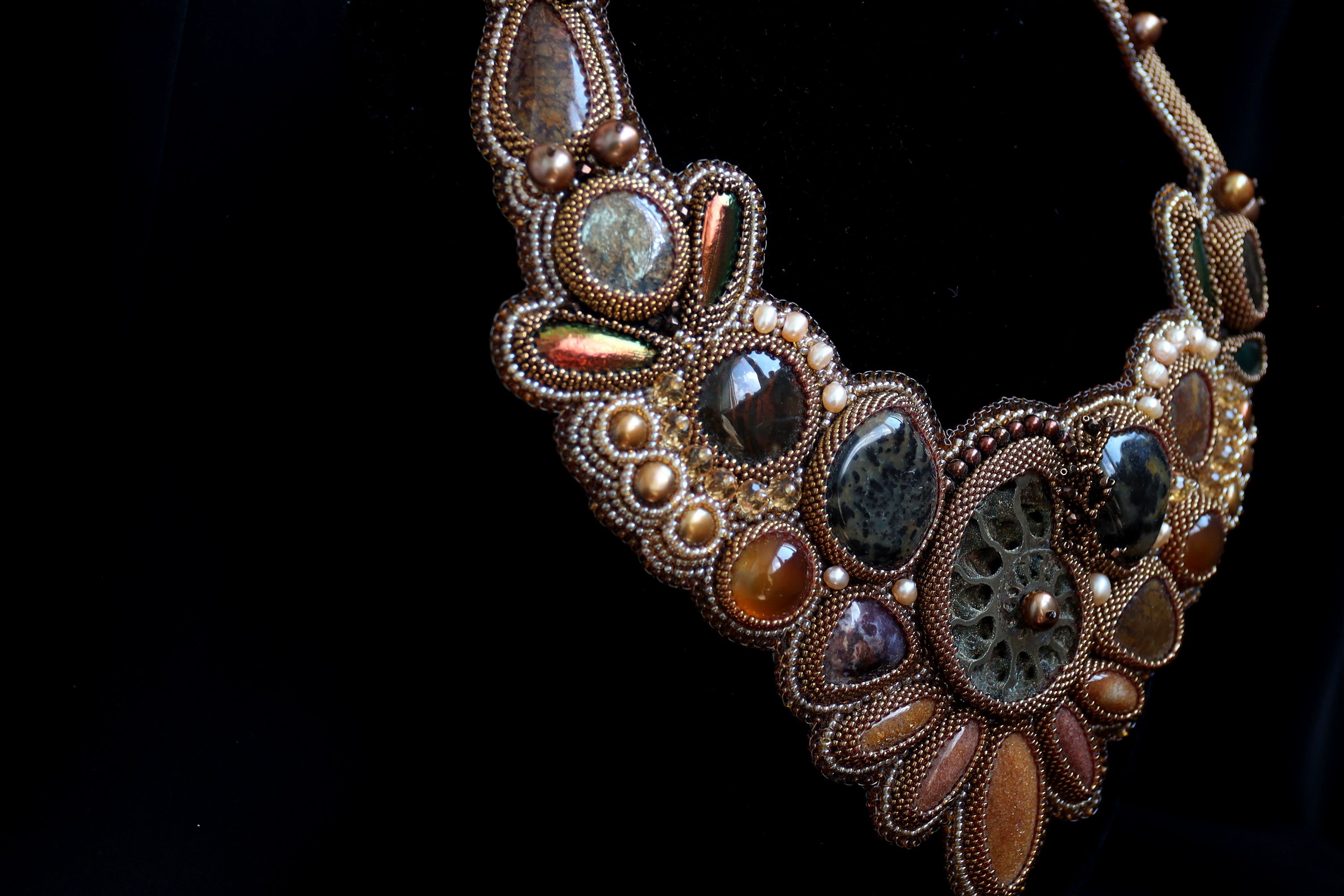 Other Bohemian Beaded Necklace Natural Gemstones Beaded Bib Size ONE SIZE - 4 Thumbnail