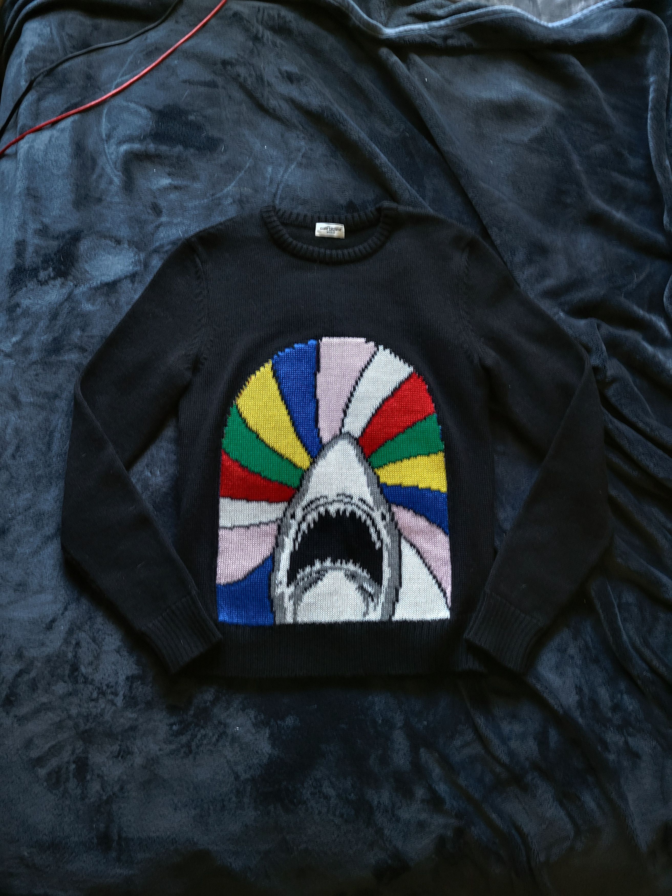 Saint Laurent Paris Saint Laurent Shark Intarsia Knit Sweater Size US XS / EU 42 / 0 - 1 Thumbnail