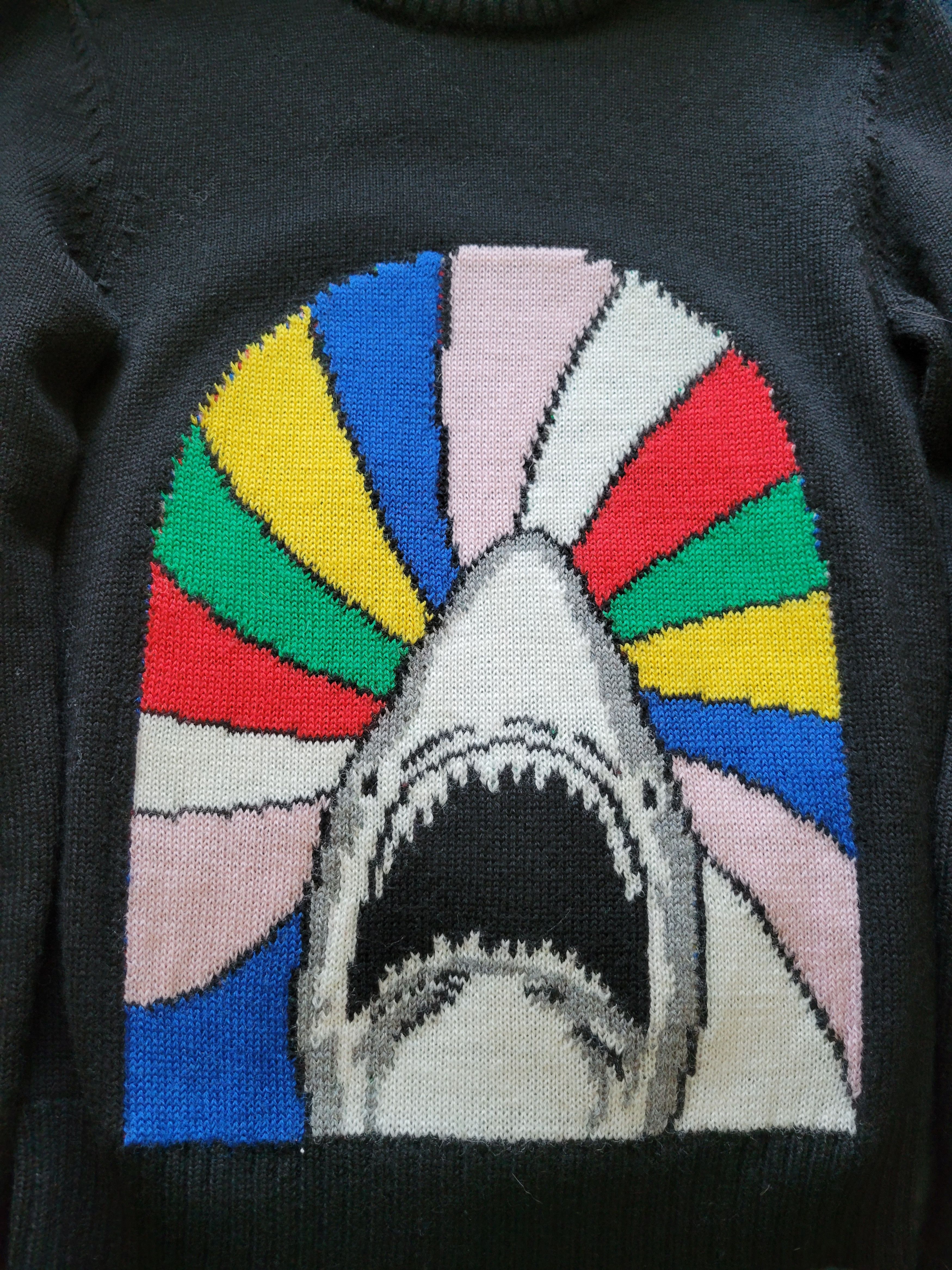 Saint Laurent Paris Saint Laurent Shark Intarsia Knit Sweater Size US XS / EU 42 / 0 - 3 Thumbnail