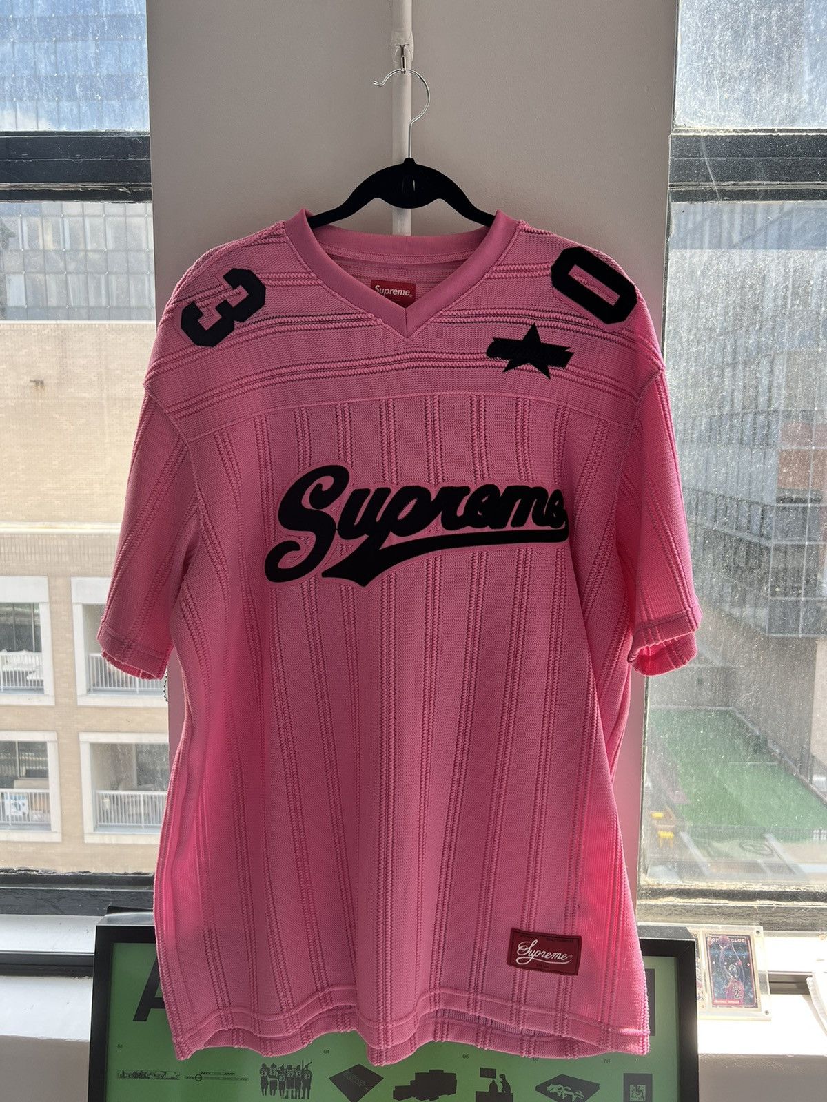 Supreme Mesh Stripe Football Jersey Pink Men's - SS21 - US