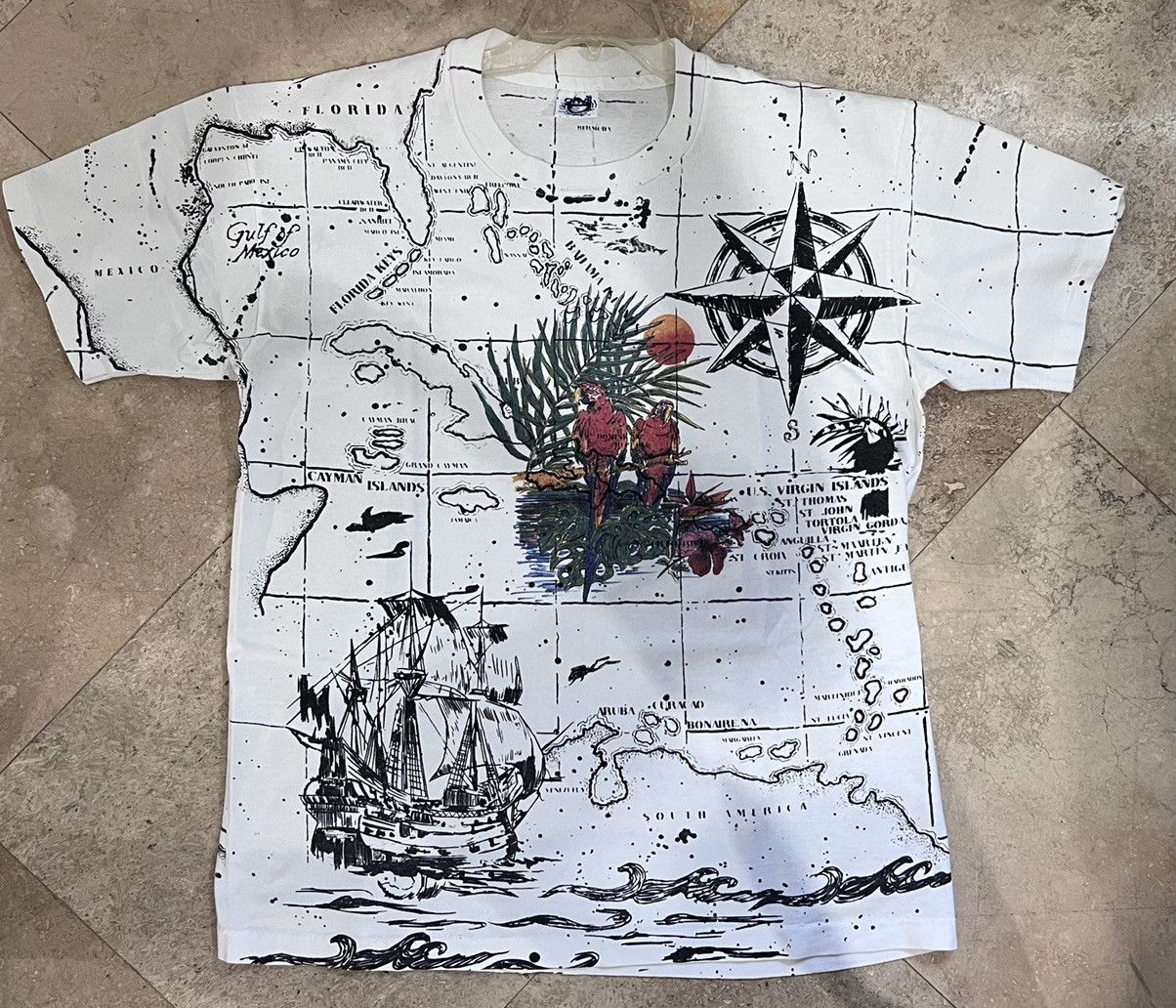 Vintage AOP Map Florida, Caribbean islands & South America, Size L Size US L / EU 52-54 / 3 - 8 Thumbnail