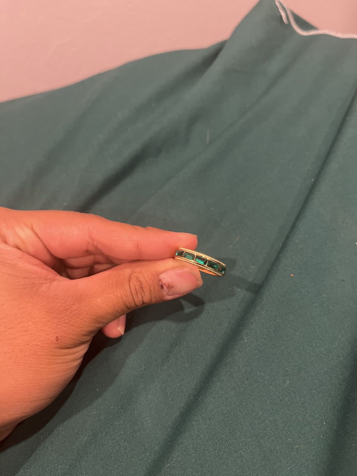 Jewelry Gold plated emerald ring Size ONE SIZE - 1 Thumbnail