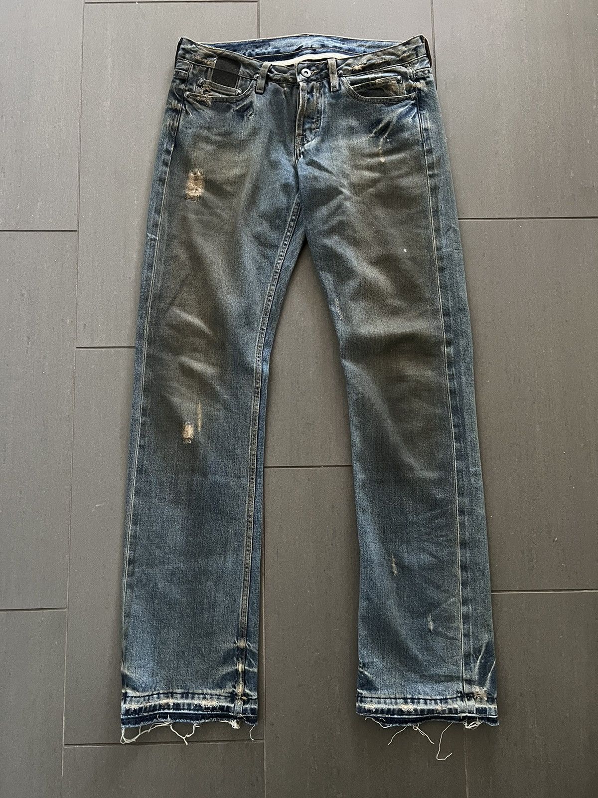 Rick Owens Rick Owens Slab Distressed Denim Jeans | Grailed