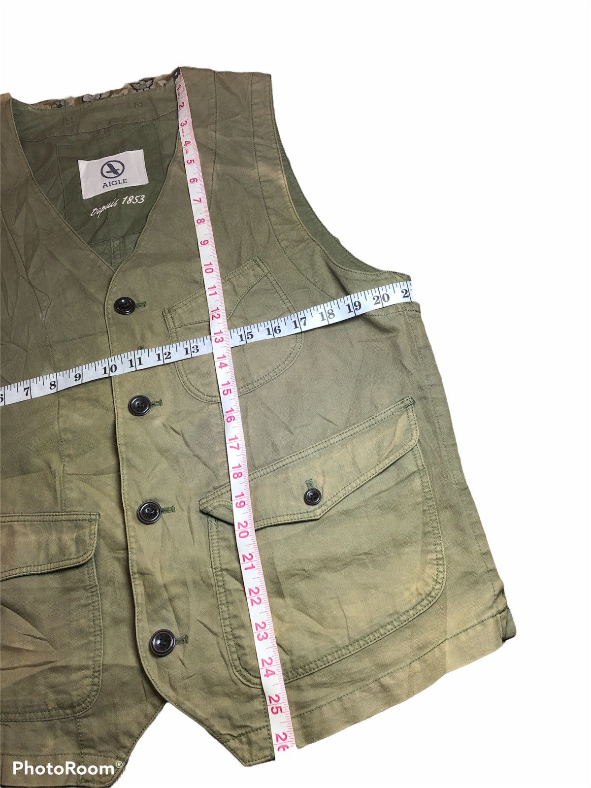 Aigle × Japanese Brand AIGLE GREEN SUN FADED VEST Size 44L - 5 Thumbnail