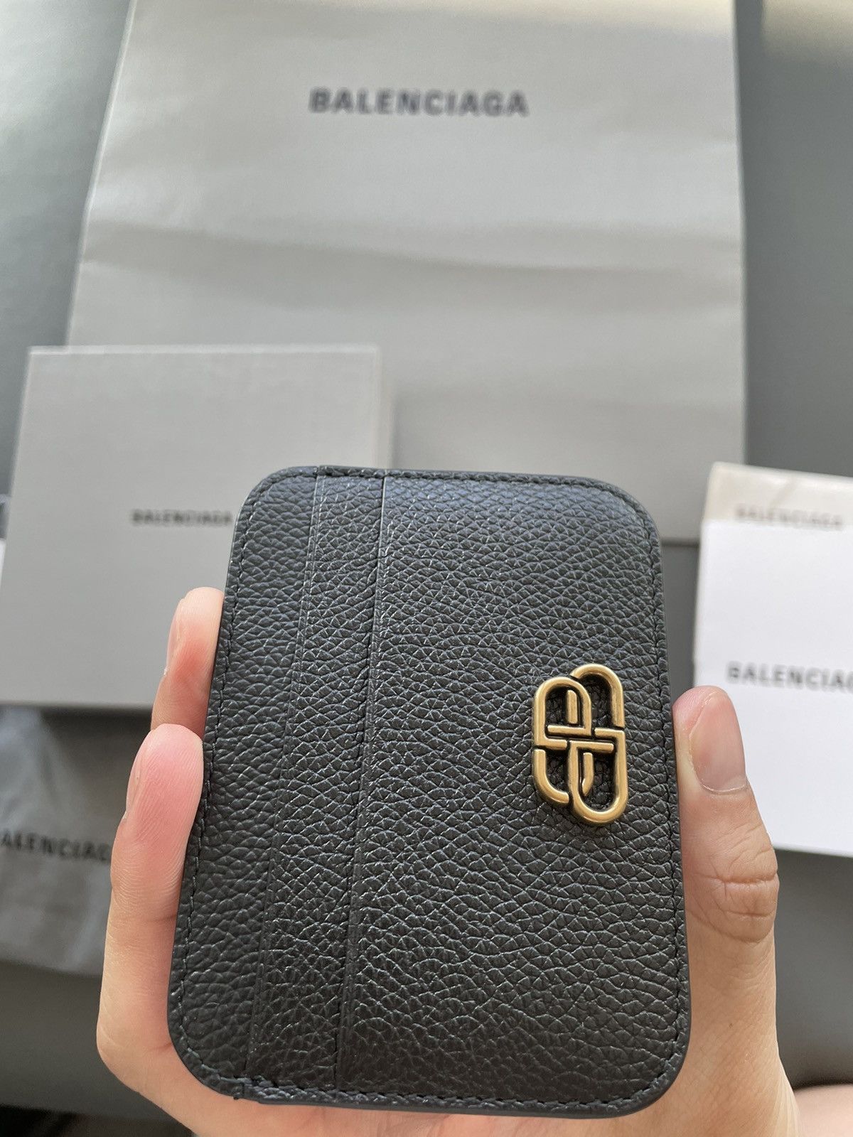 Balenciaga NEW Rare Runway BB Logo Limited Edition Leather Cardholder Size ONE SIZE - 7 Thumbnail