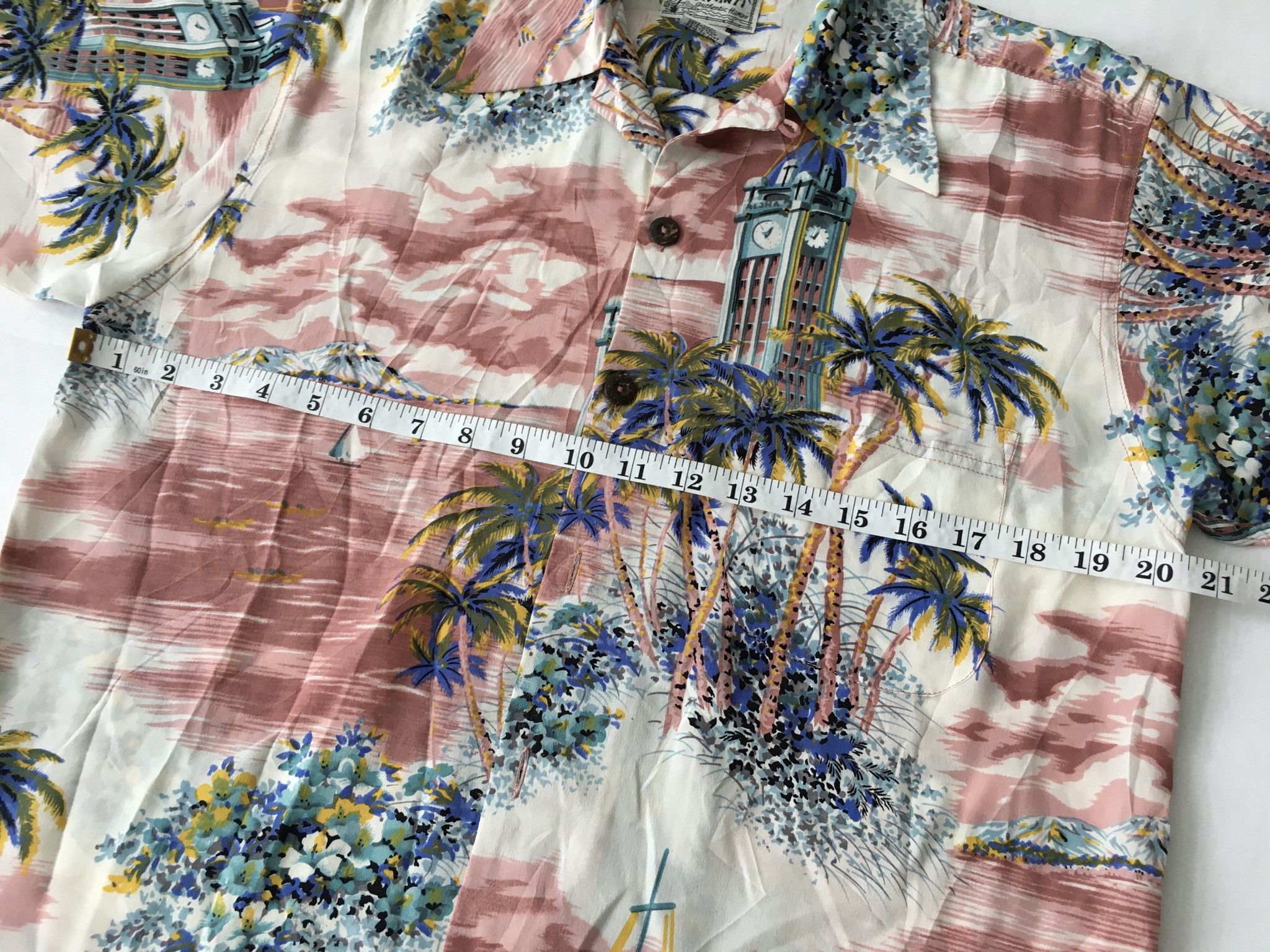 Sun Surf Avanti Silk Hawaiian Shirt Tower Clock Motif Size US XS / EU 42 / 0 - 15 Thumbnail