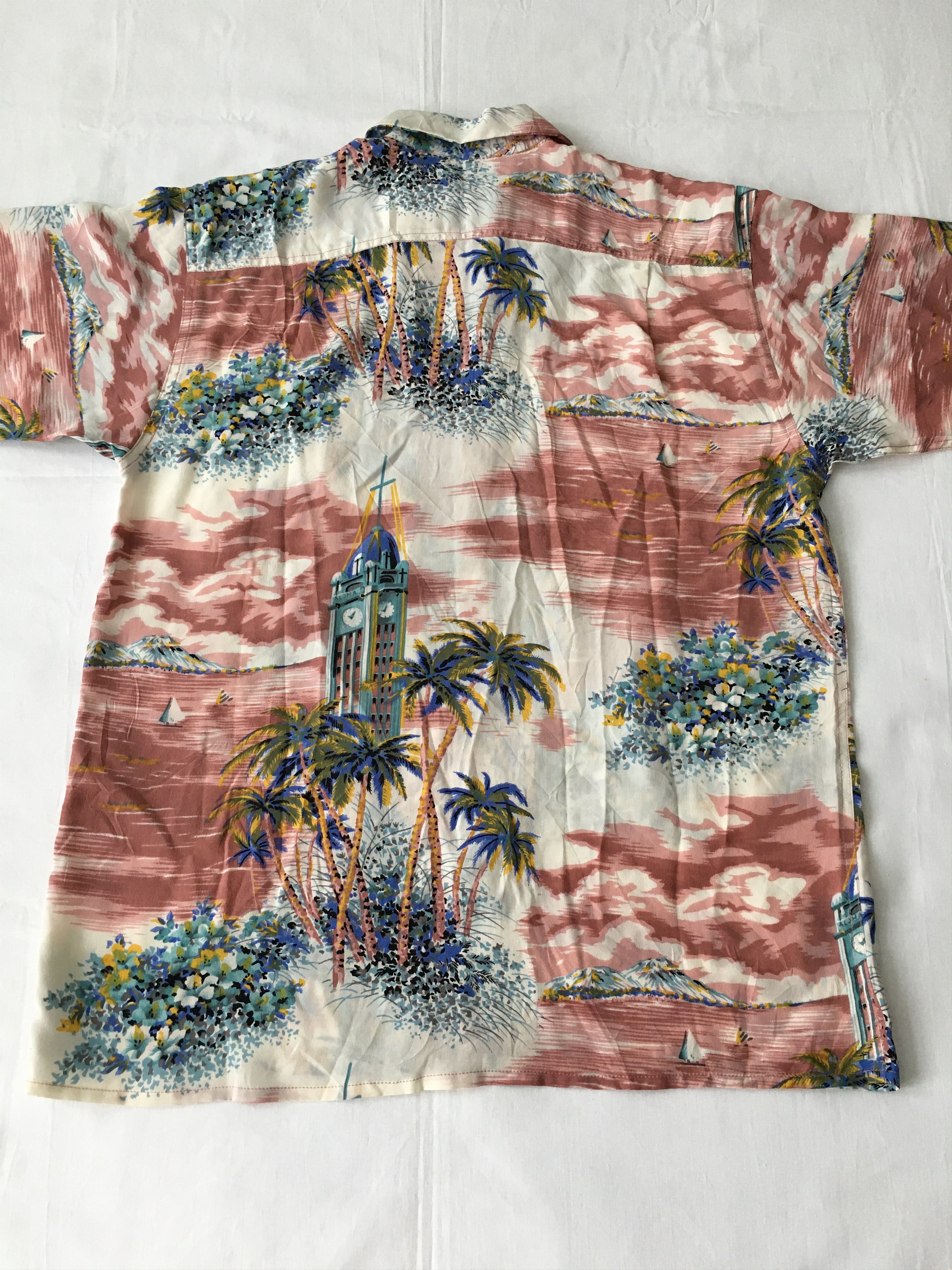 Sun Surf Avanti Silk Hawaiian Shirt Tower Clock Motif Size US XS / EU 42 / 0 - 12 Thumbnail