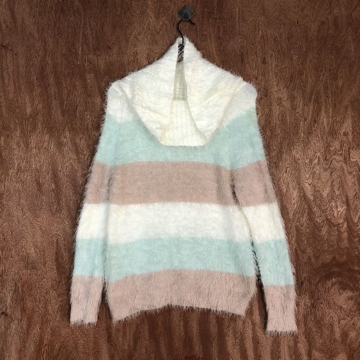 image of Coloured Cable Knit Sweater x Homespun Knitwear Cecil Mc Bee Striped Mohair Knitwear Sweater 0458 (