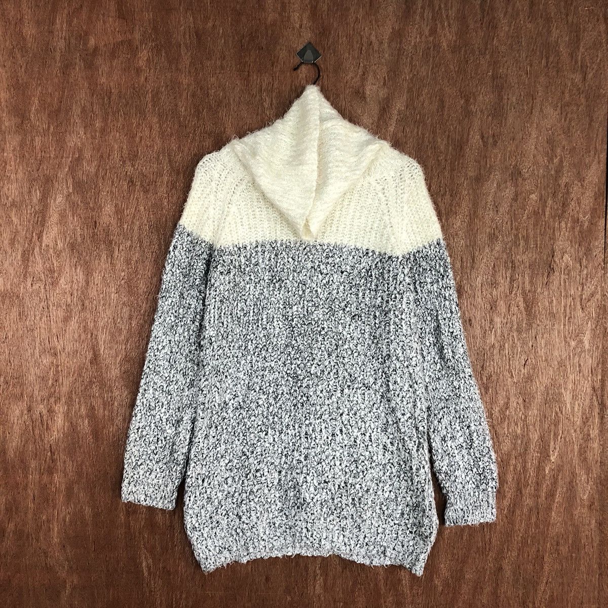 image of Coloured Cable Knit Sweater x Homespun Knitwear Sureve Shag Shaggy Turtle Neck Long Knitwear 0481 i
