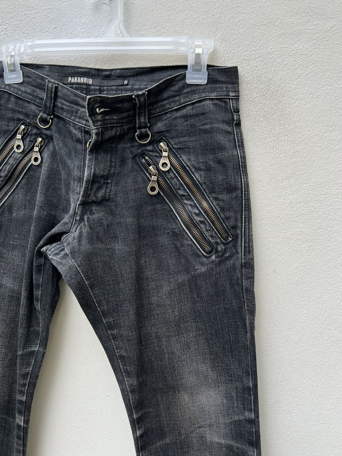 Vintage Vintage Paranoid Japan Zipper Fade Black Denim Flare Jeans Size US 29 - 12 Thumbnail