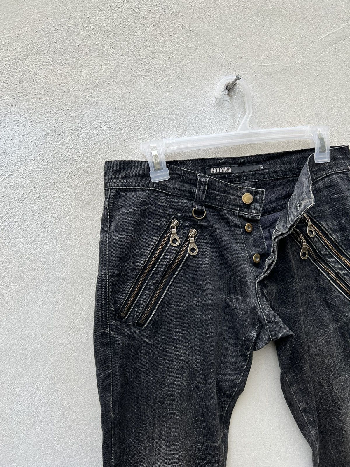 Vintage Vintage Paranoid Japan Zipper Fade Black Denim Flare Jeans Size US 29 - 9 Thumbnail