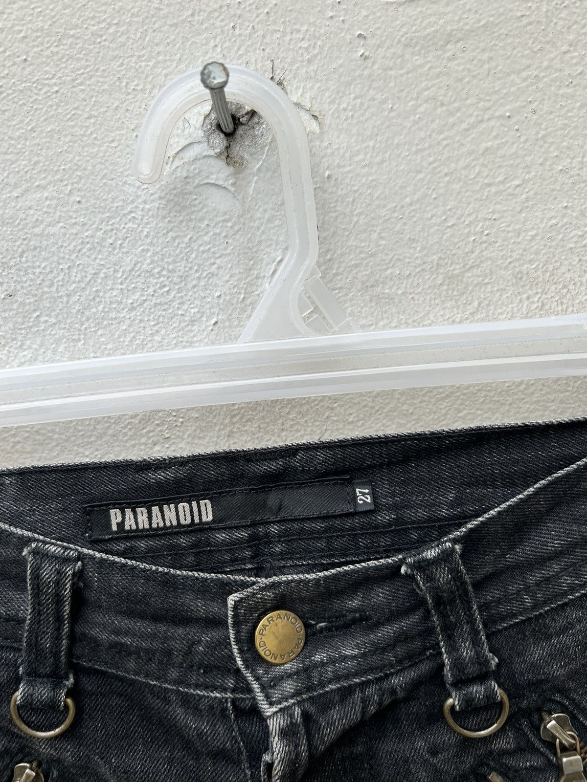 Vintage Vintage Paranoid Japan Zipper Fade Black Denim Flare Jeans Size US 29 - 7 Thumbnail