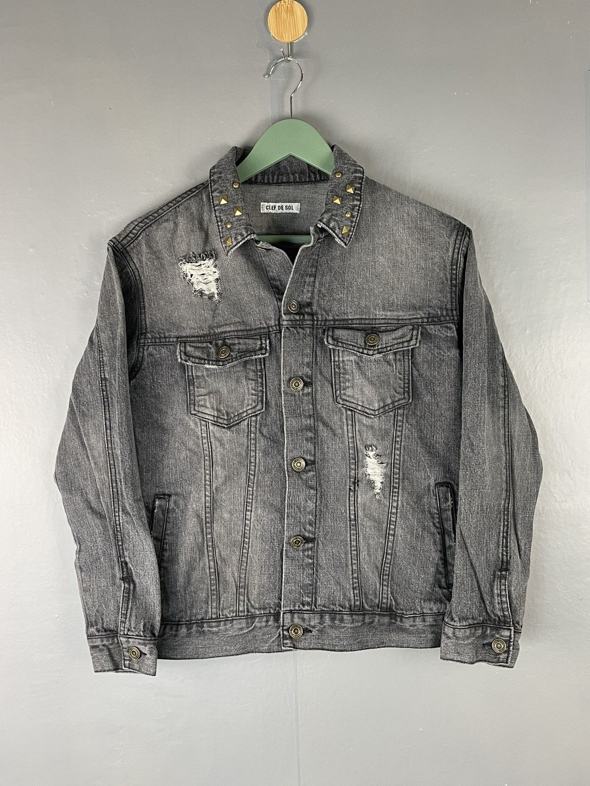 Vintage CLEF DE SOL Rippe Style Rare Design Denim Trucker Jacket | Grailed