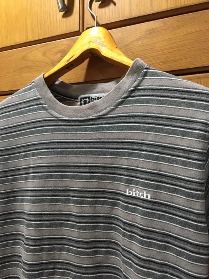 VINTAGE 90s BITCH SKATEBOARDS STRIPED T-SHIRT