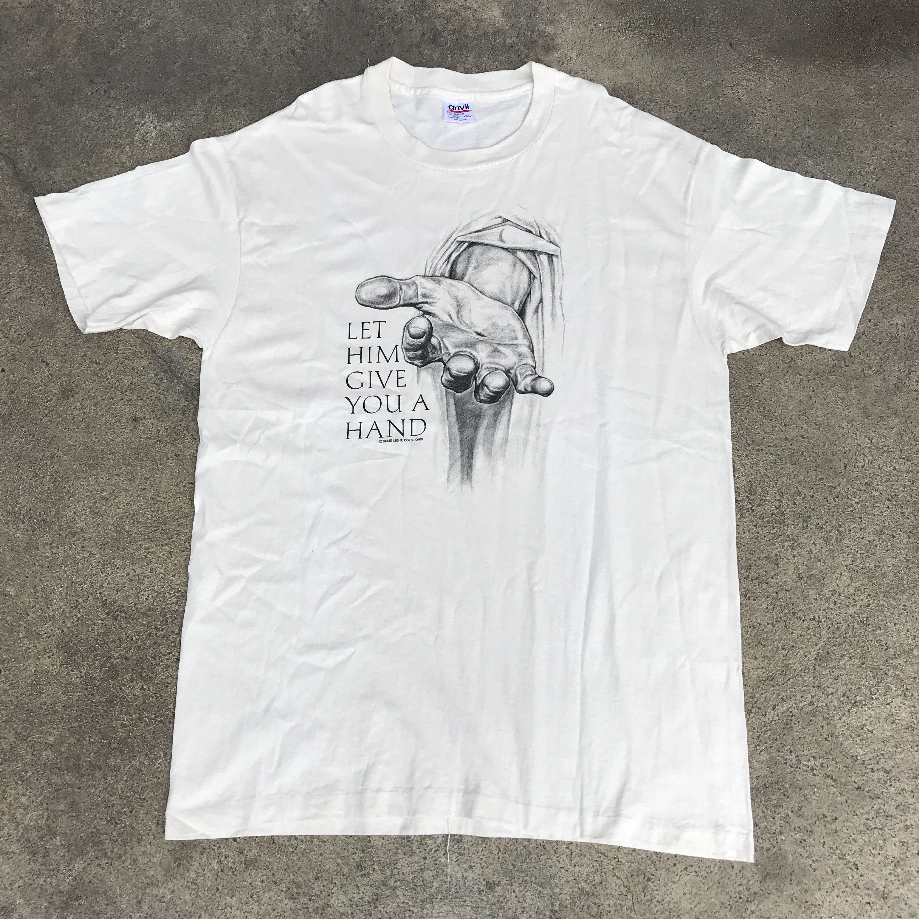 Vintage Vintage 90s Let him give you a hand God Jesus Bible Holy Tee Size US XL / EU 56 / 4 - 2 Thumbnail