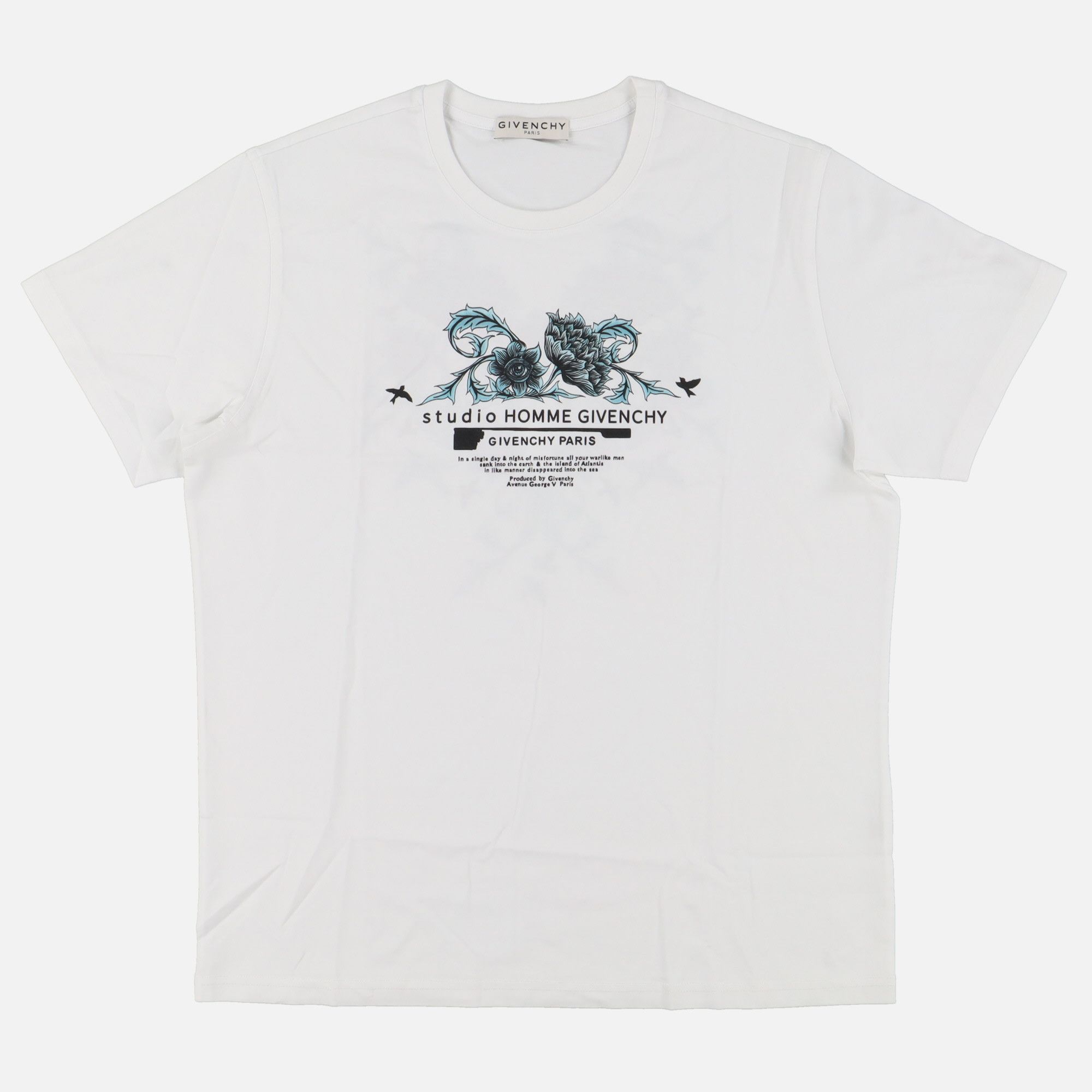 Givenchy White Flowers and Birds Logo T-Shirt Size US S / EU 44-46 / 1 - 1 Thumbnail