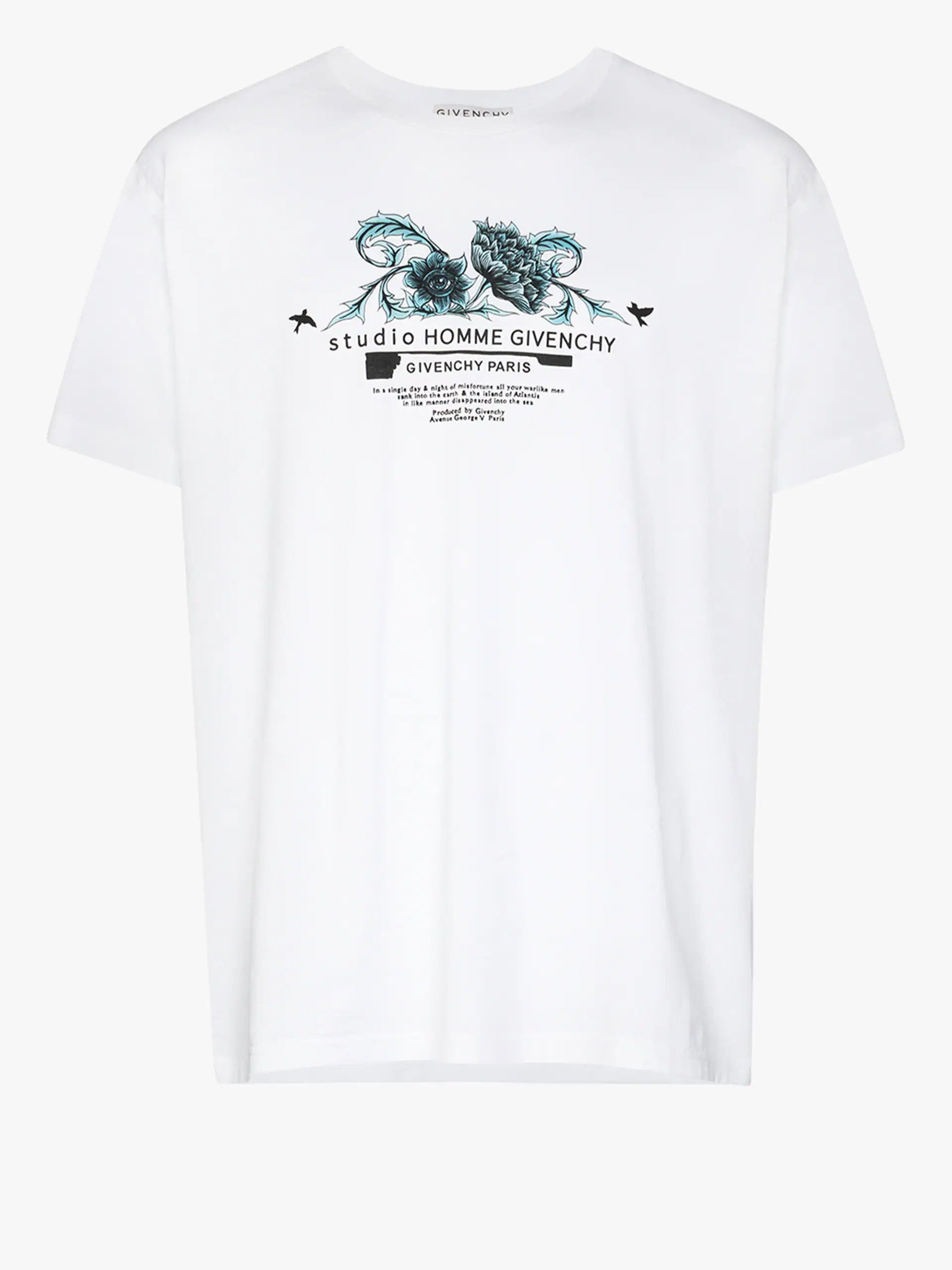 Givenchy White Flowers and Birds Logo T-Shirt Size US S / EU 44-46 / 1 - 2 Thumbnail